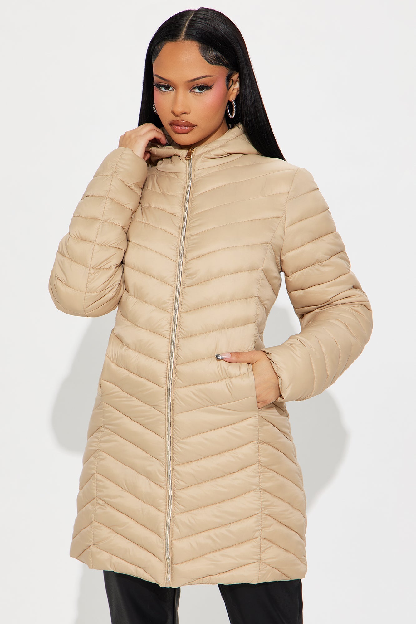 Cold Times Long Puffer Jacket - Khaki