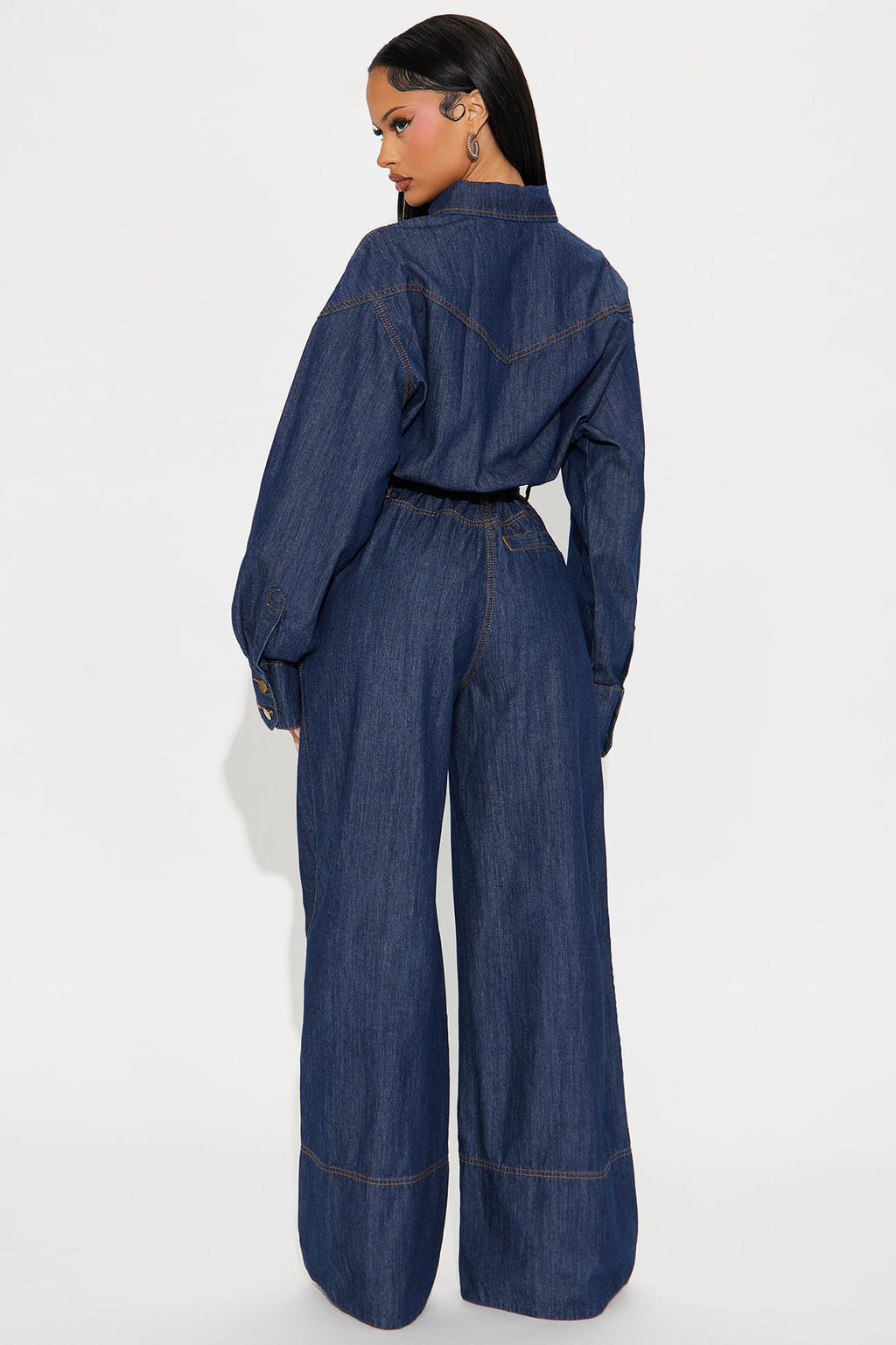 Kelani Denim Wide Leg Jumpsuit - Dark Wash