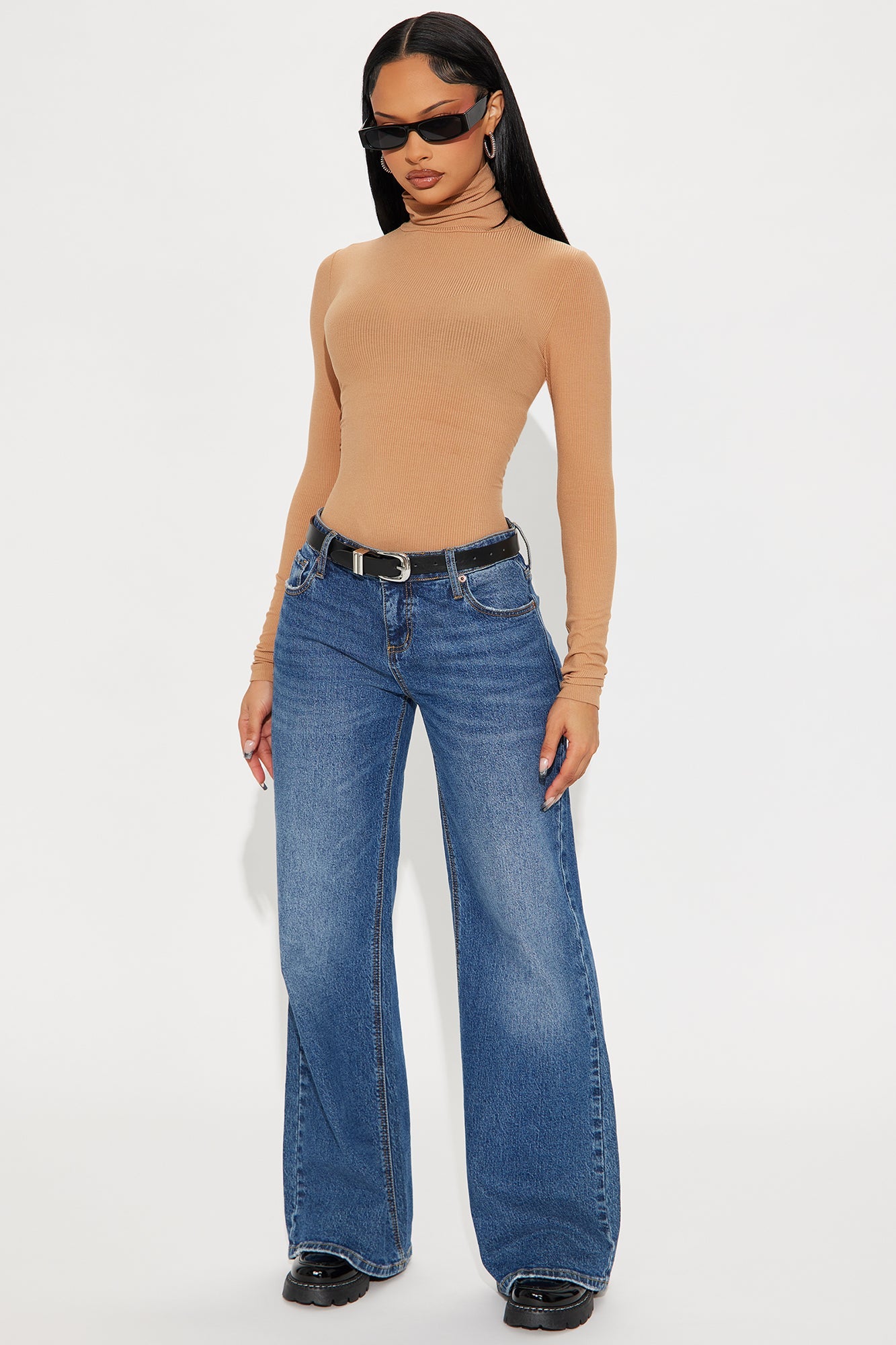 Dana Turtleneck Ribbed Top - Tan