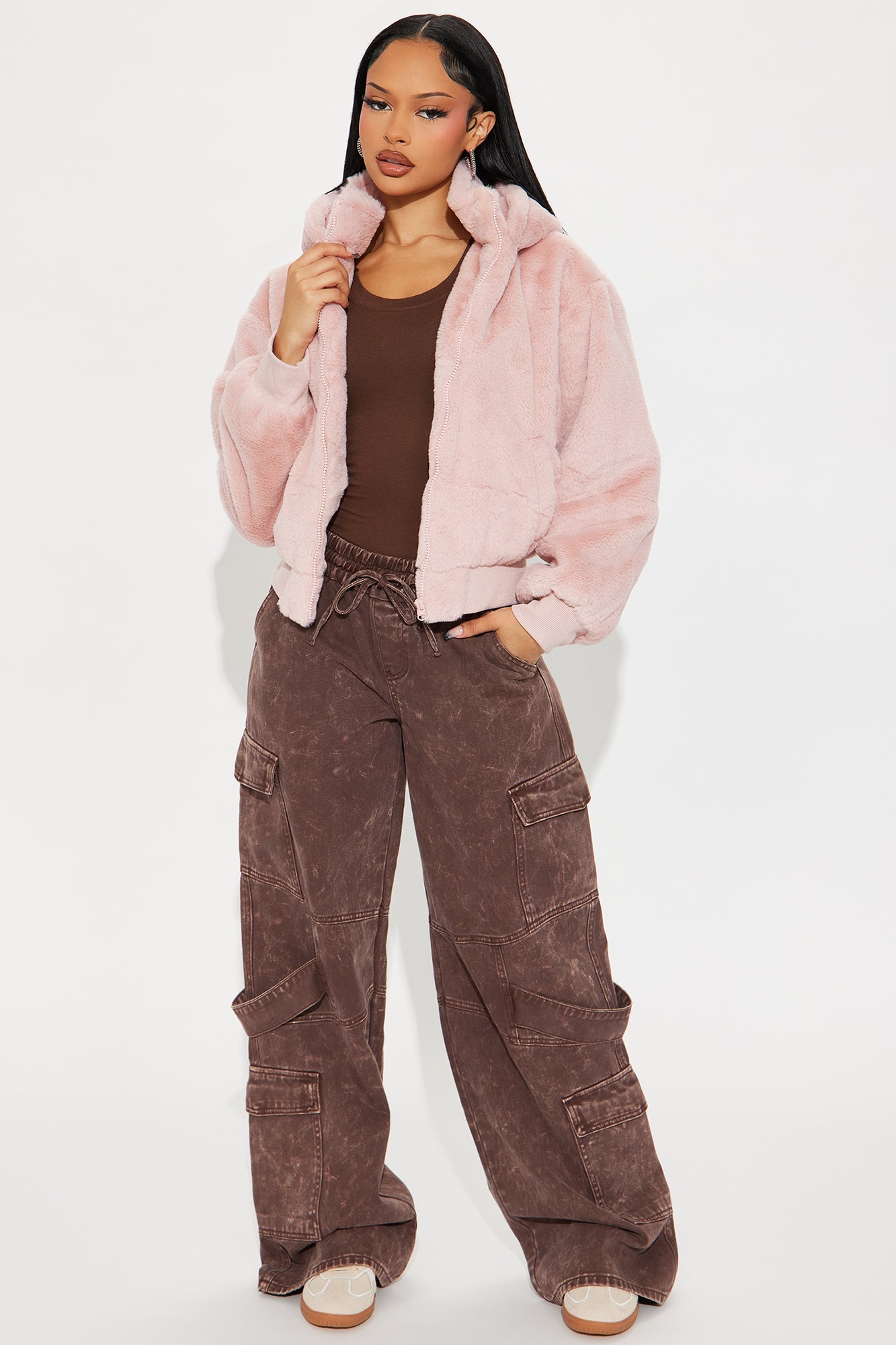 Warm Cuddles Faux Fur Jacket - Blush