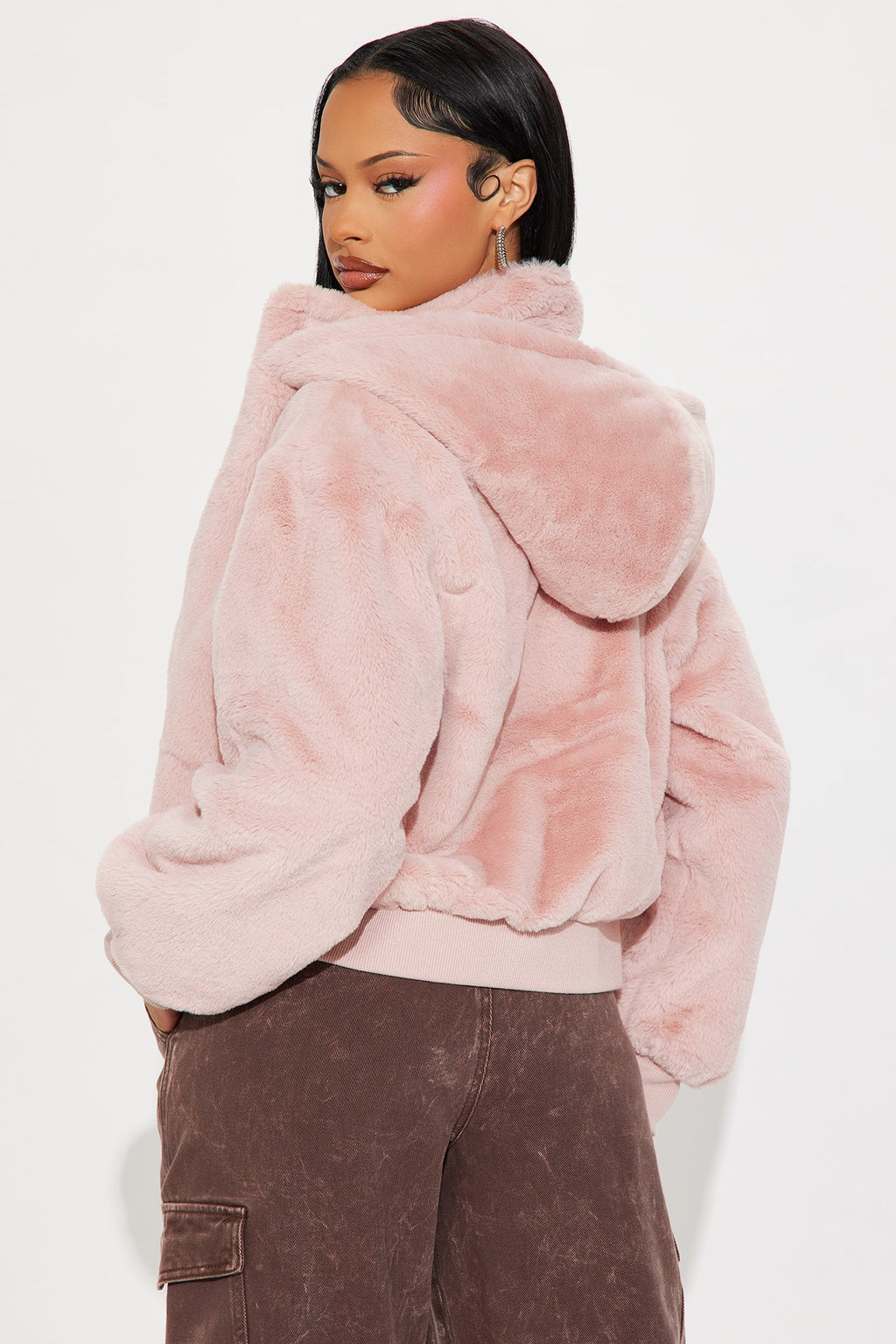 Warm Cuddles Faux Fur Jacket - Blush