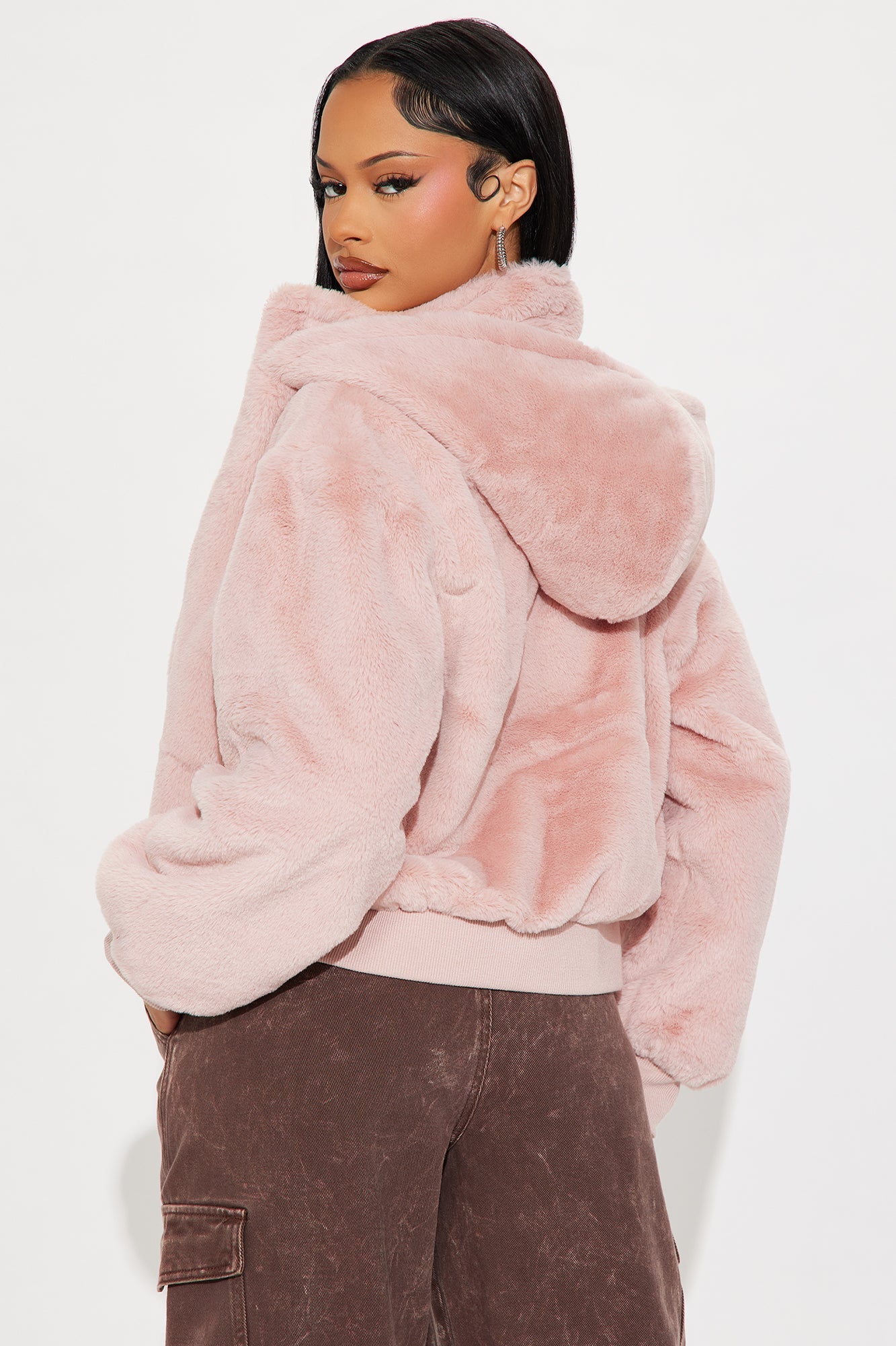 Warm Cuddles Faux Fur Jacket - Blush