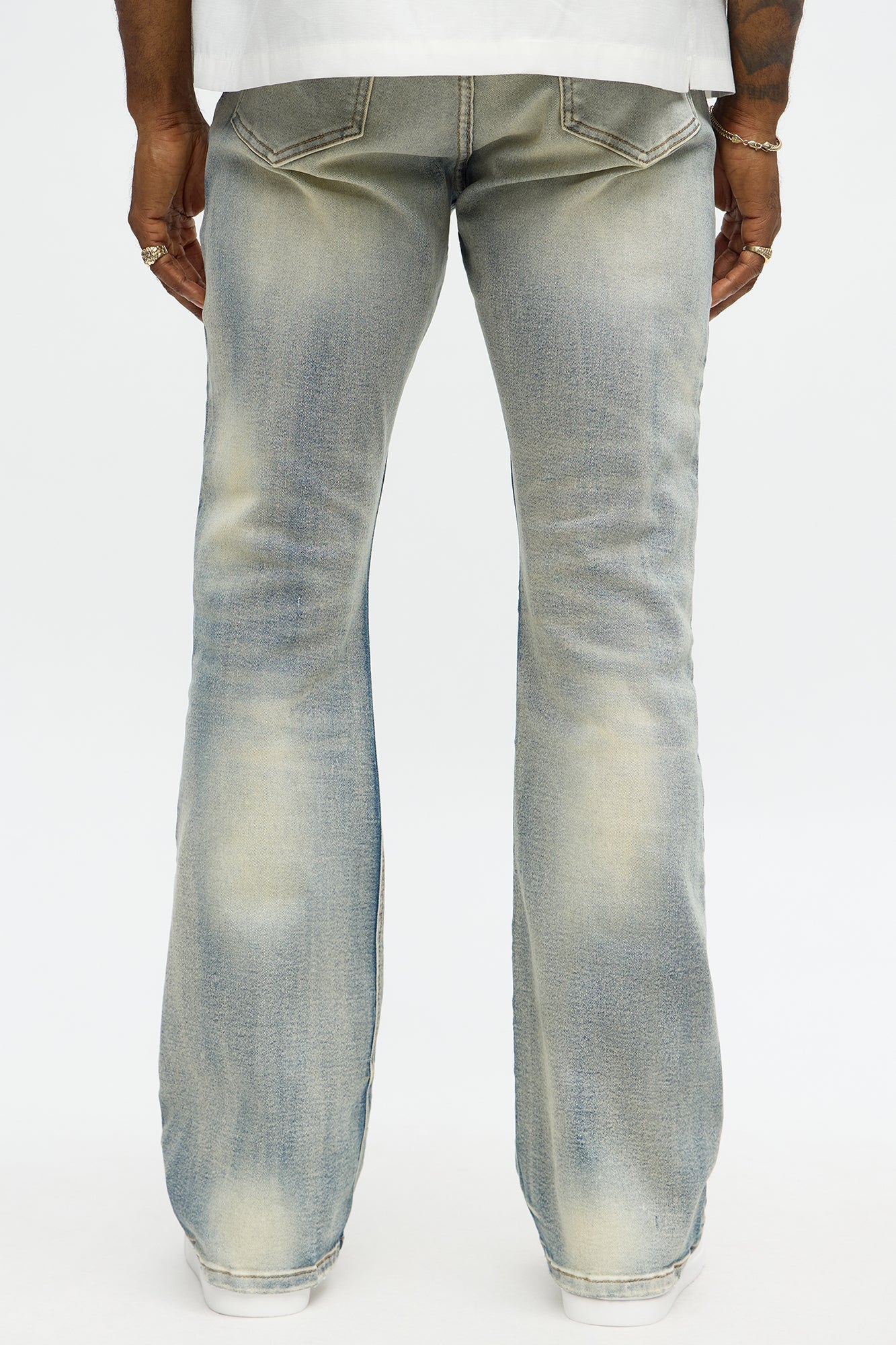 Stacked Skinny Flare Be Brave Be Fearless Embridered Jean - Vintage Blue Wash