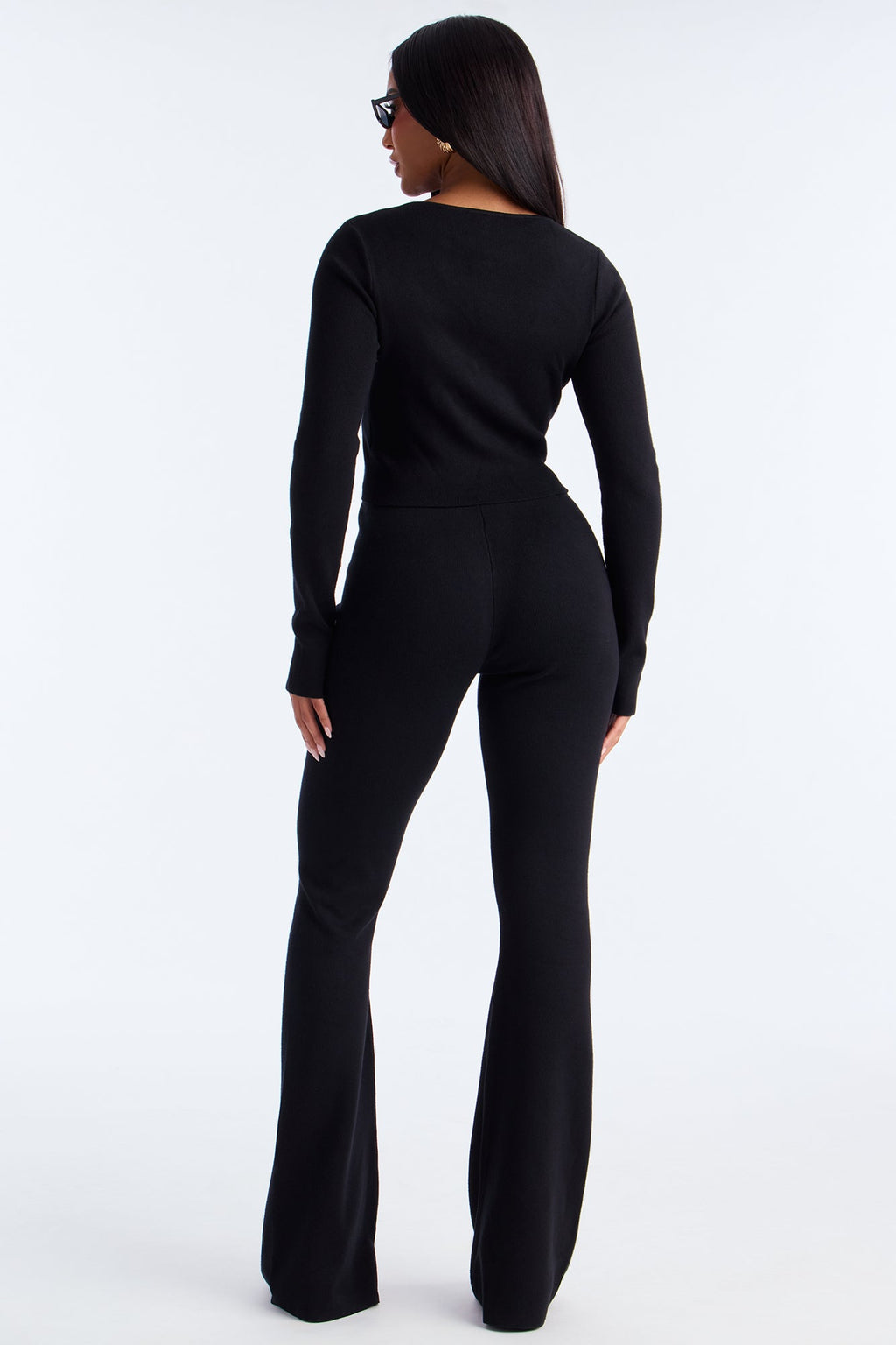 Brielle Buckled Sweater Pant Set - Black