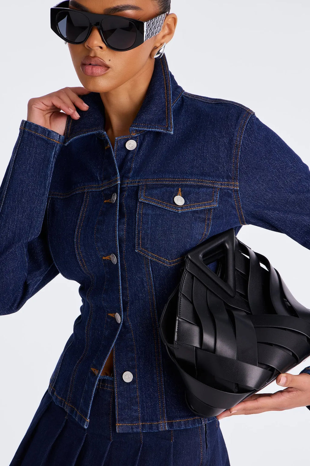 Upstate Fitted Denim Trucker Jacket - Dark Wash 