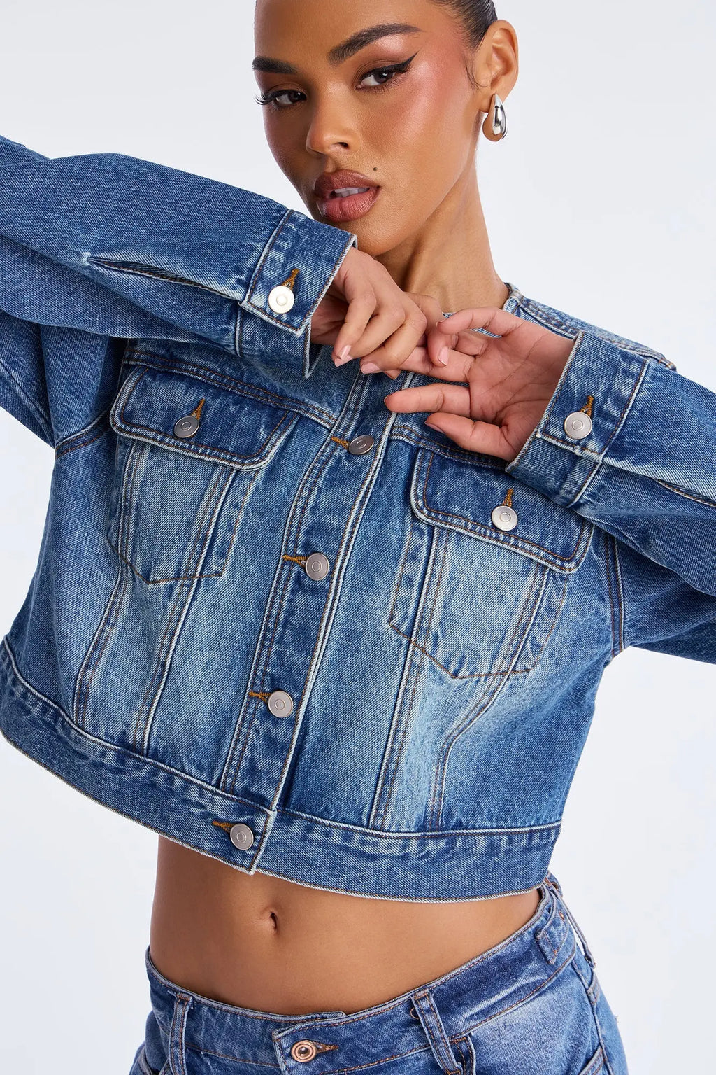 Flirty Denim Trucker Jacket - Medium Wash 