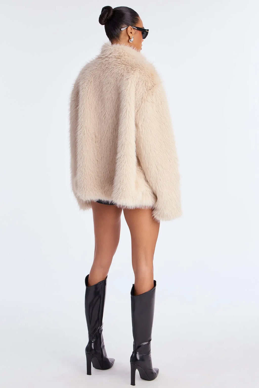 Eliza Faux Fur Coat - Stone 