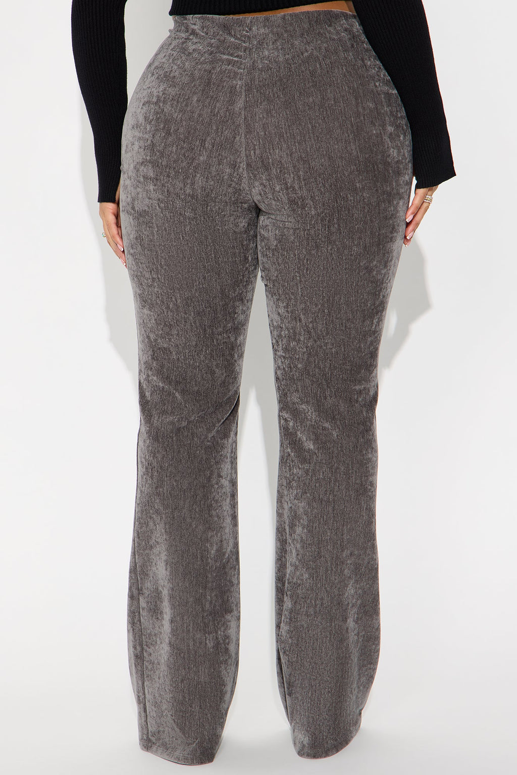 All Gossip High Rise Velvet Wide Leg Pant 33 - Charcoal 