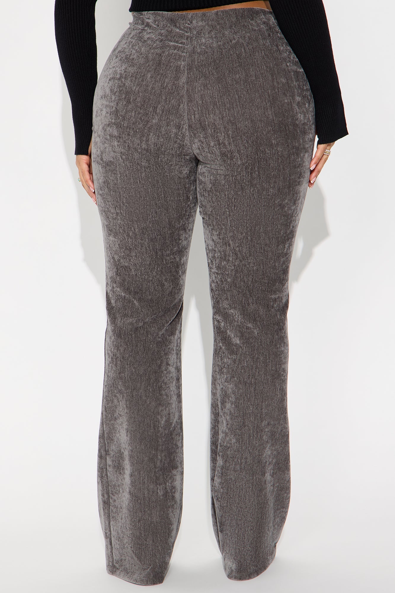 All Gossip High Rise Velvet Wide Leg Pant 33 - Charcoal 