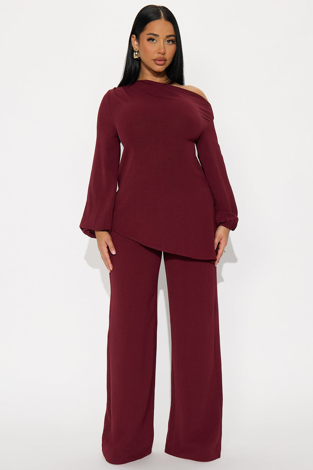 Laura Off Shoulder Pant Set - Plum 