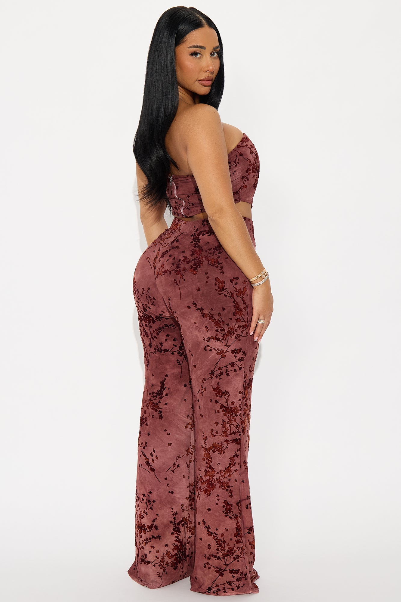 Angelique Corset Pant Set - Burgundy