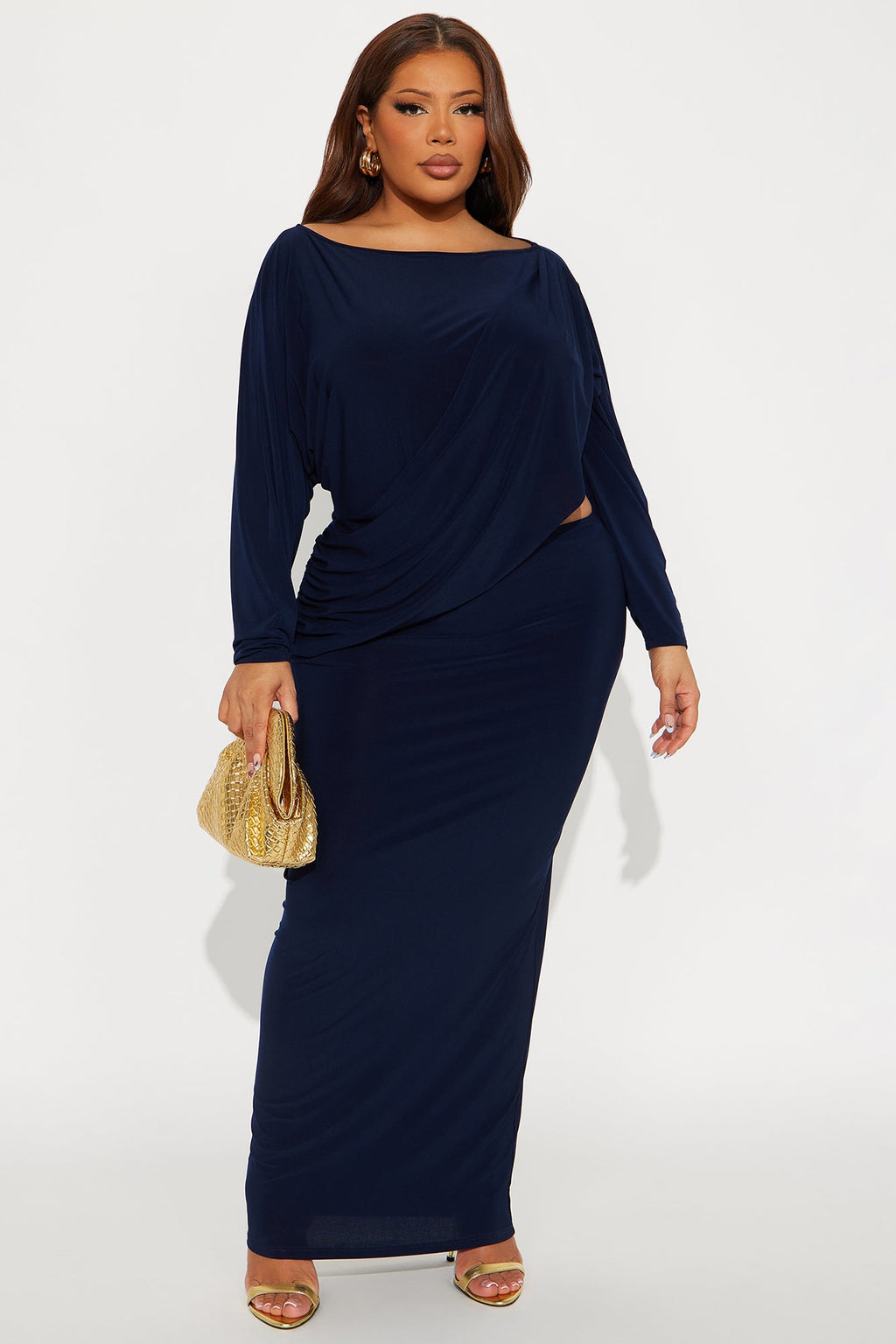 Emersyn Draped Maxi Dress - Navy