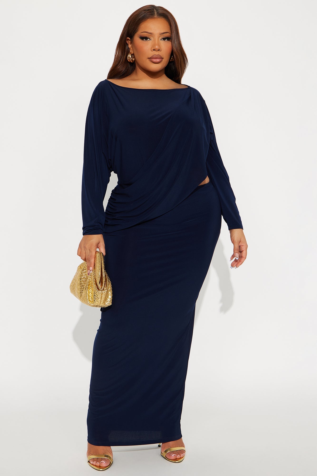 Emersyn Draped Maxi Dress - Navy
