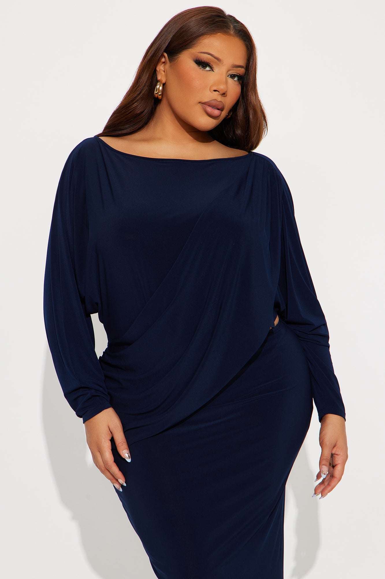 Emersyn Draped Maxi Dress - Navy