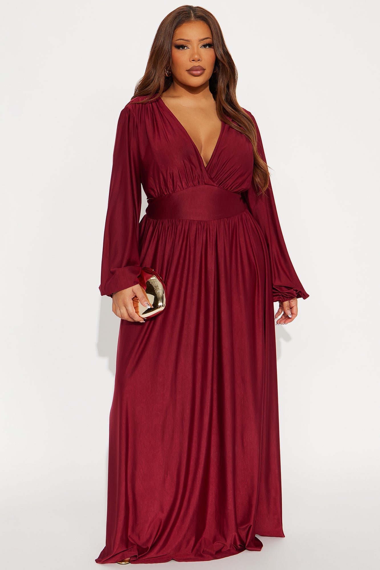 Vivi Long Sleeve Maxi Dress - Burgundy