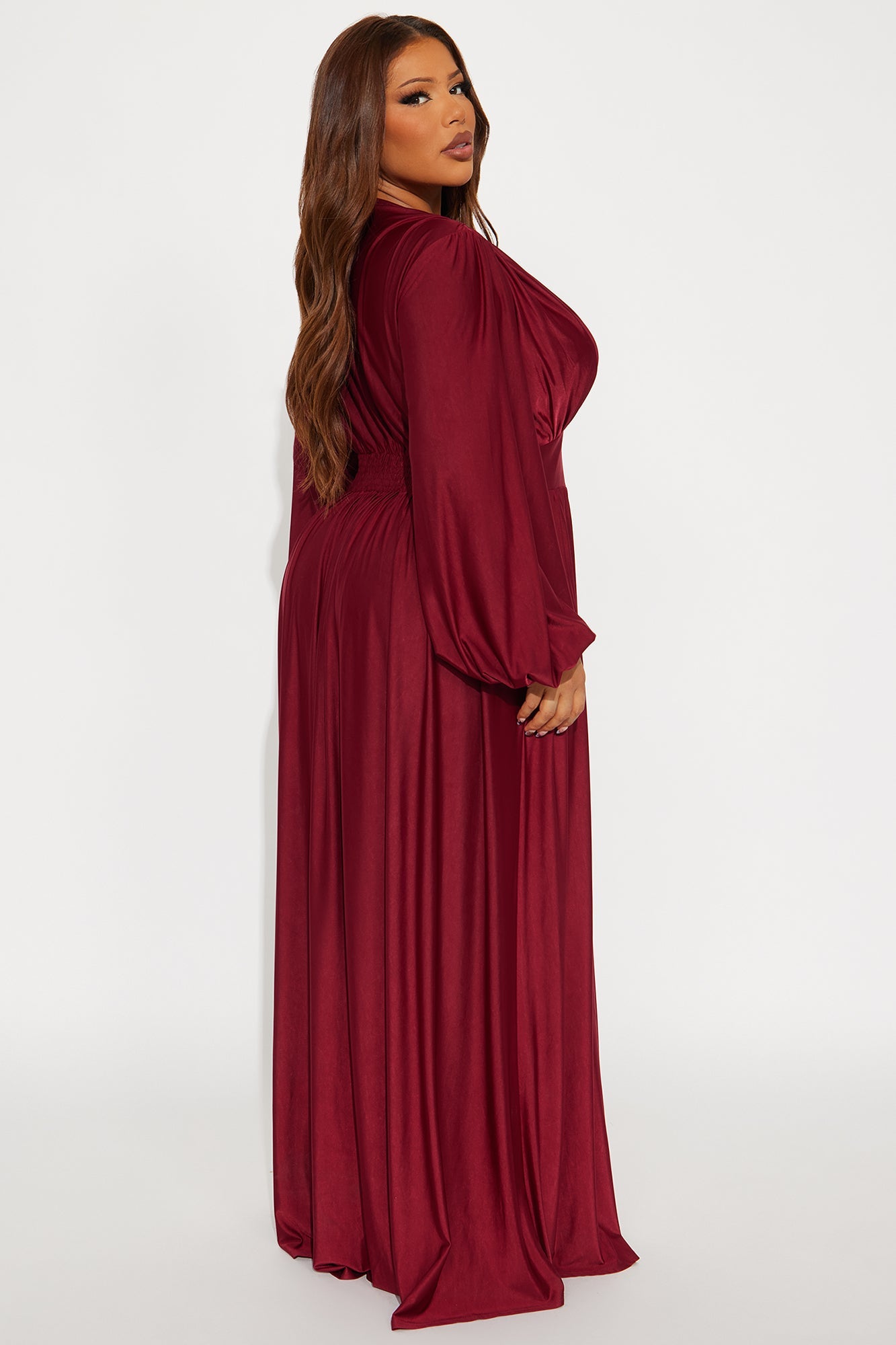 Vivi Long Sleeve Maxi Dress - Burgundy