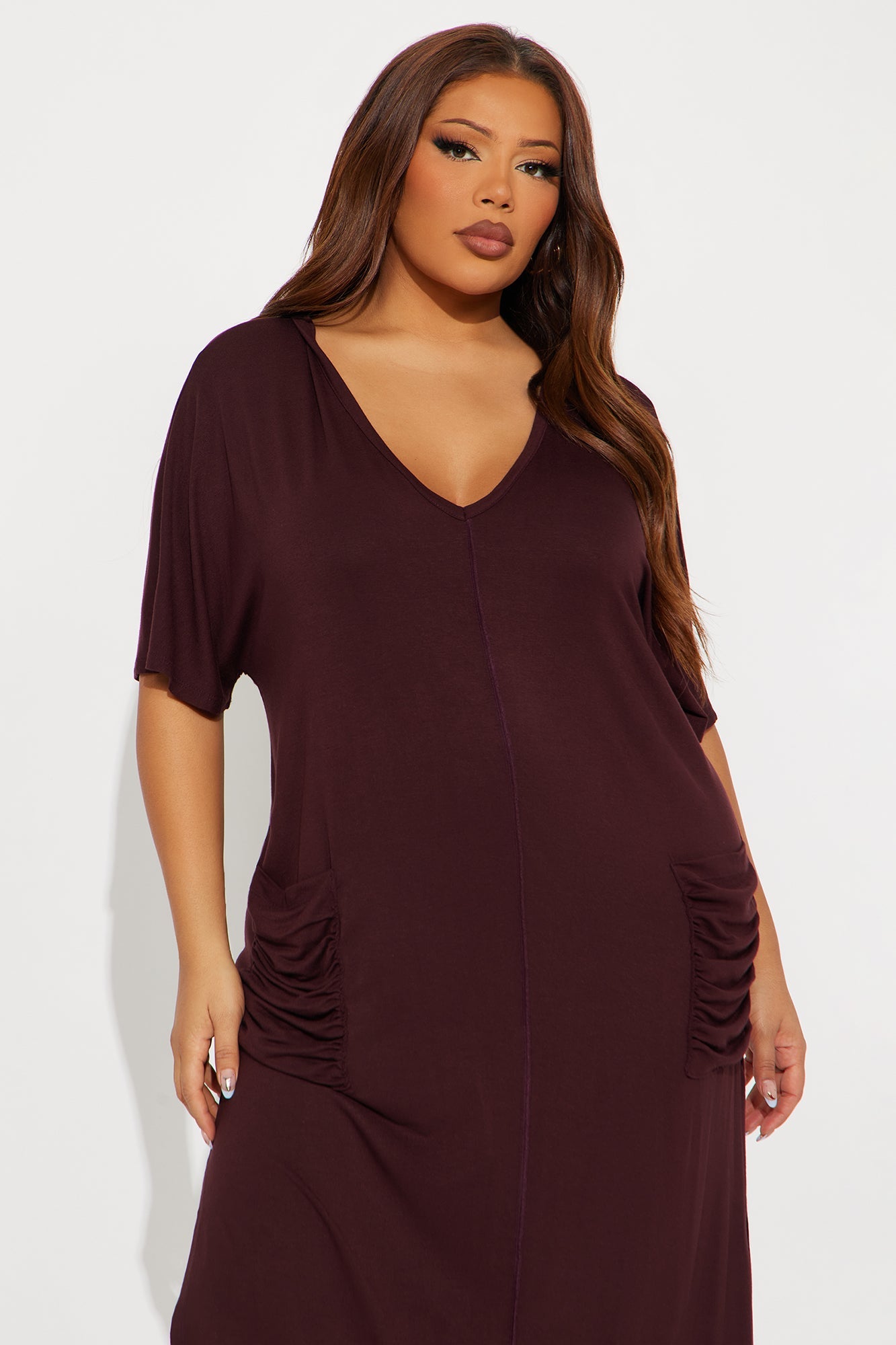 Staying In TShirt Midi Dress - Brown