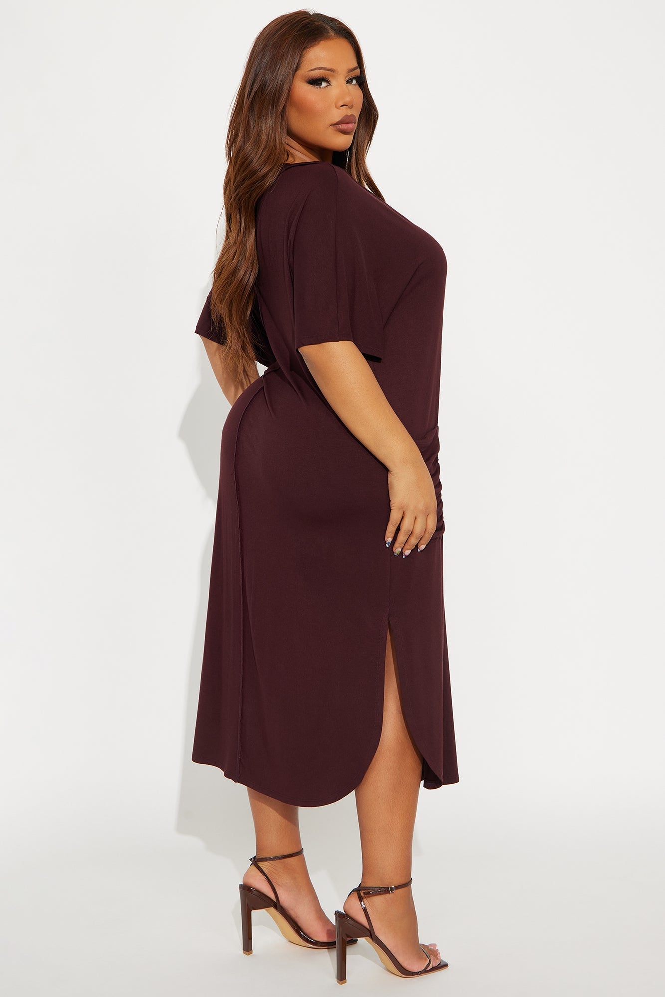 Staying In TShirt Midi Dress - Brown