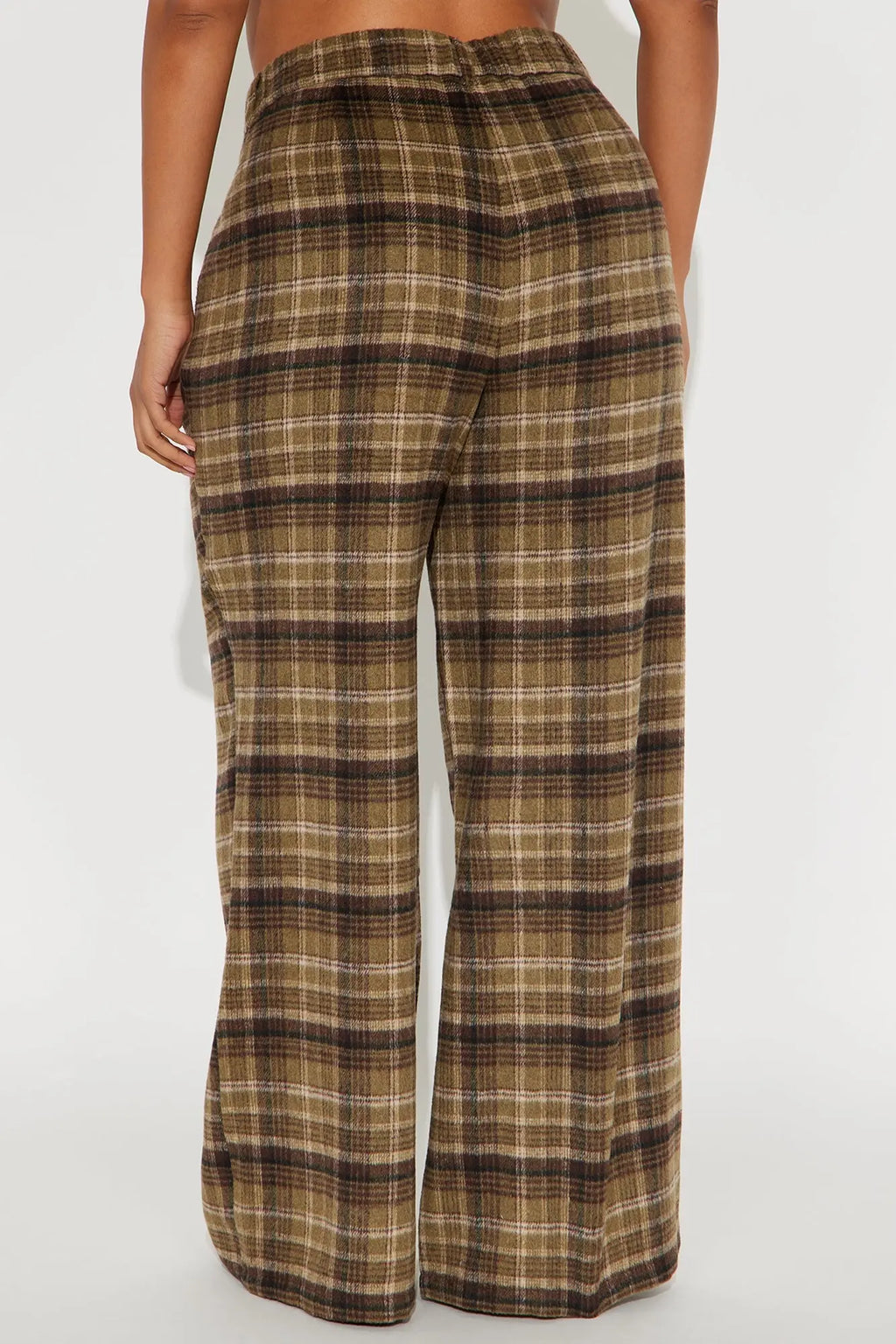 Out Your League Plaid Wide Leg Pant 33″ - Brown/combo 
