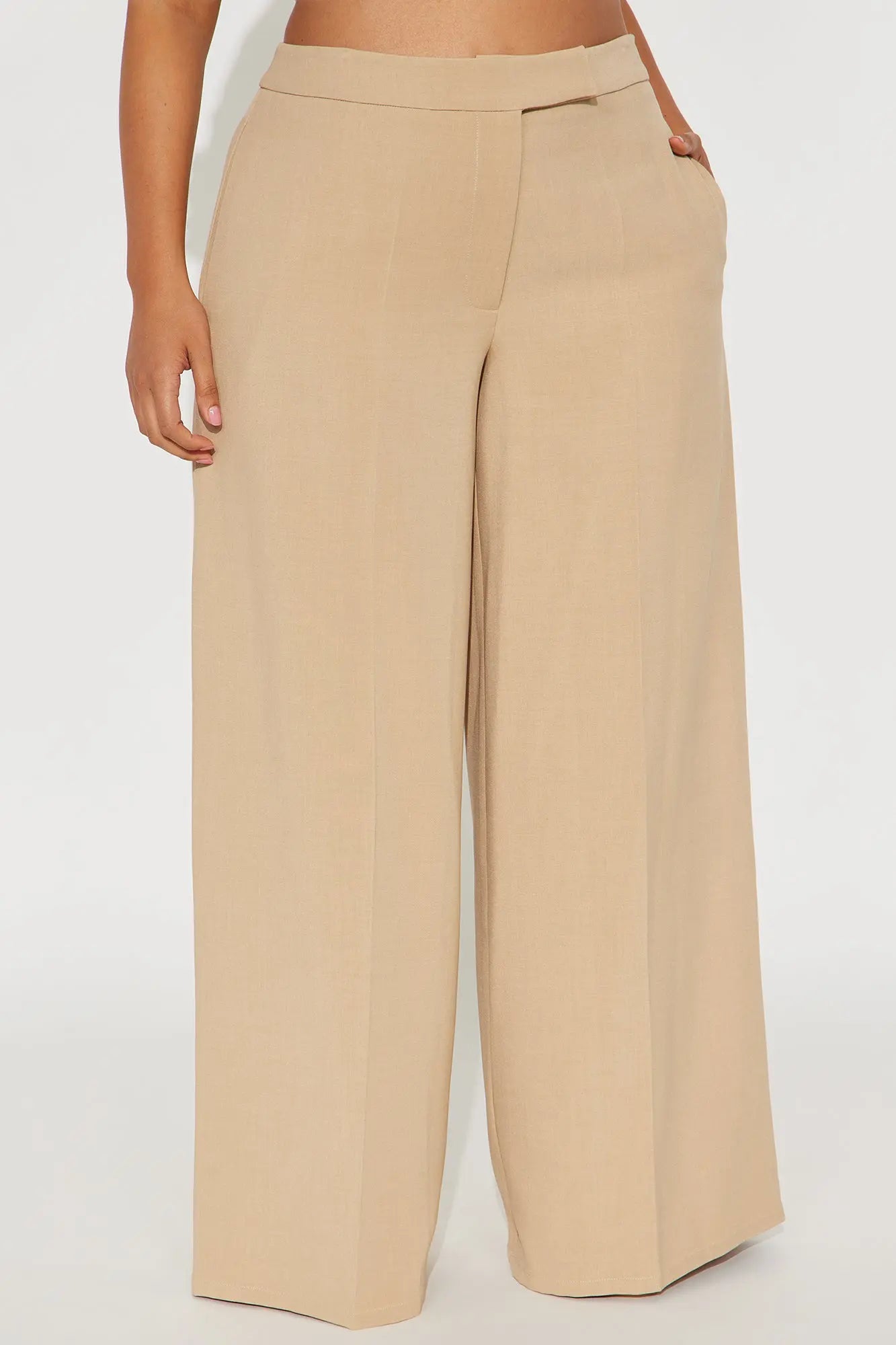 Not On The Checklist Wide Leg Trouser Pant - Khaki 