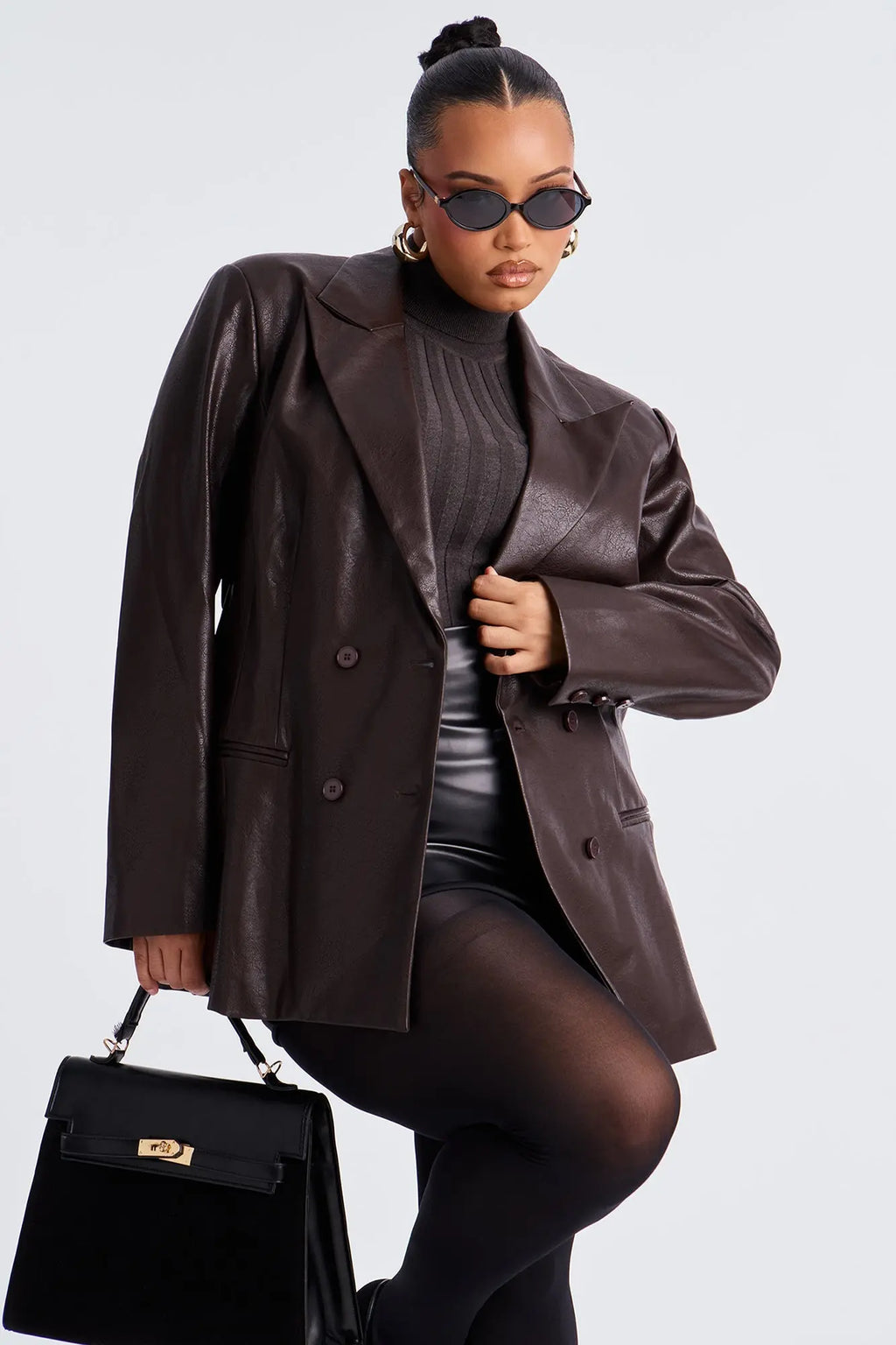 Phoebe Hourglass Blazer - Brown 