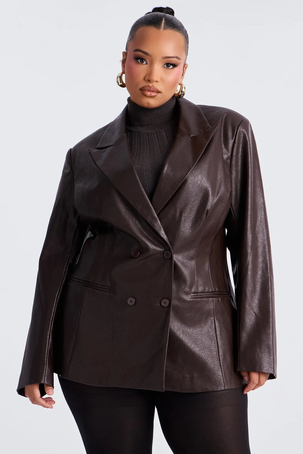 Phoebe Hourglass Blazer - Brown 