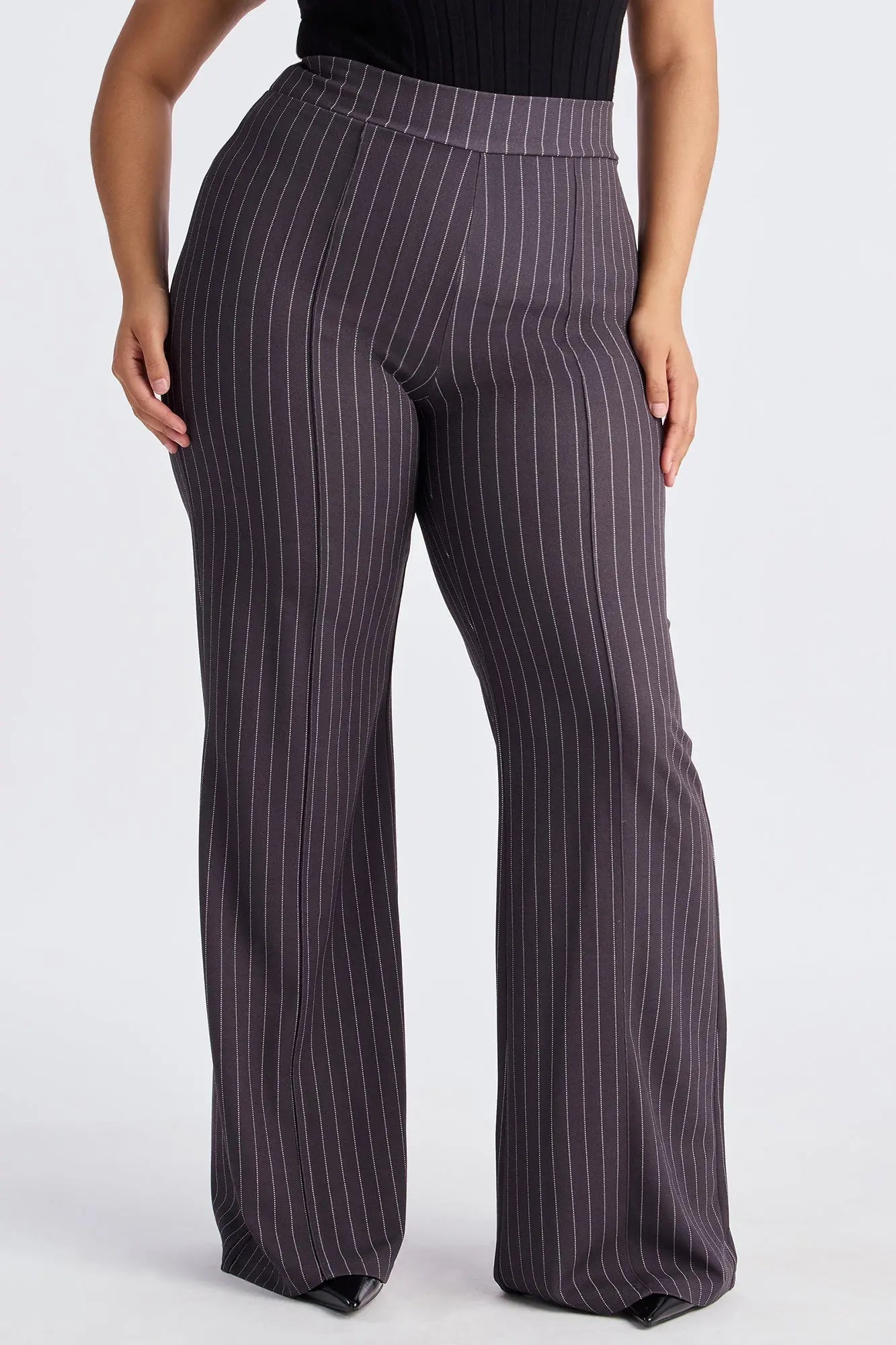 Victoria High Waisted Dress Pant Pinstripe - Grey/combo 