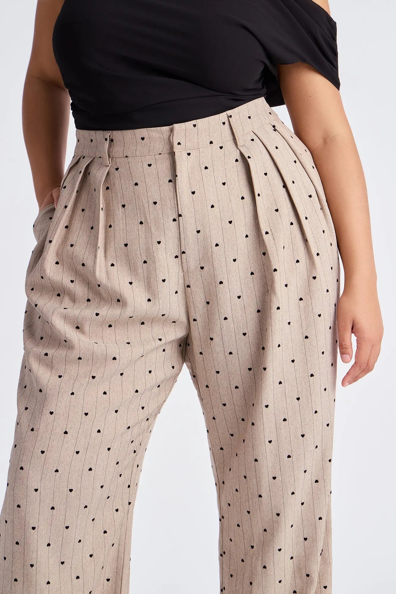 Hold Your Heart Pinstripe Trouser Pant 33″ - Taupe 