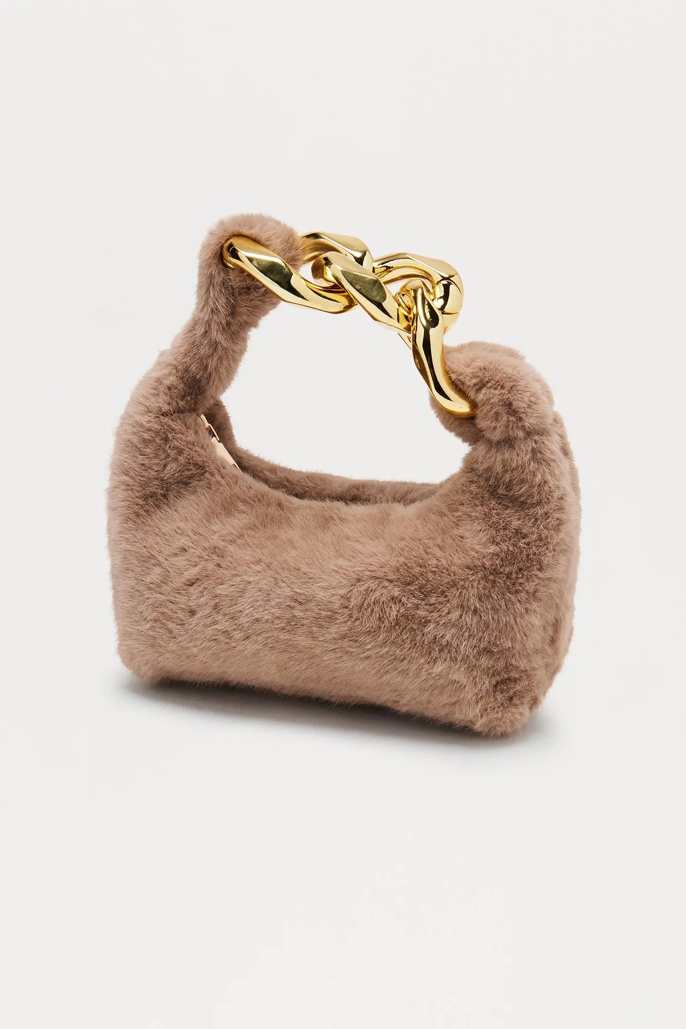 It Gurl Faux Fur Shoulder Handbag - Taupe 