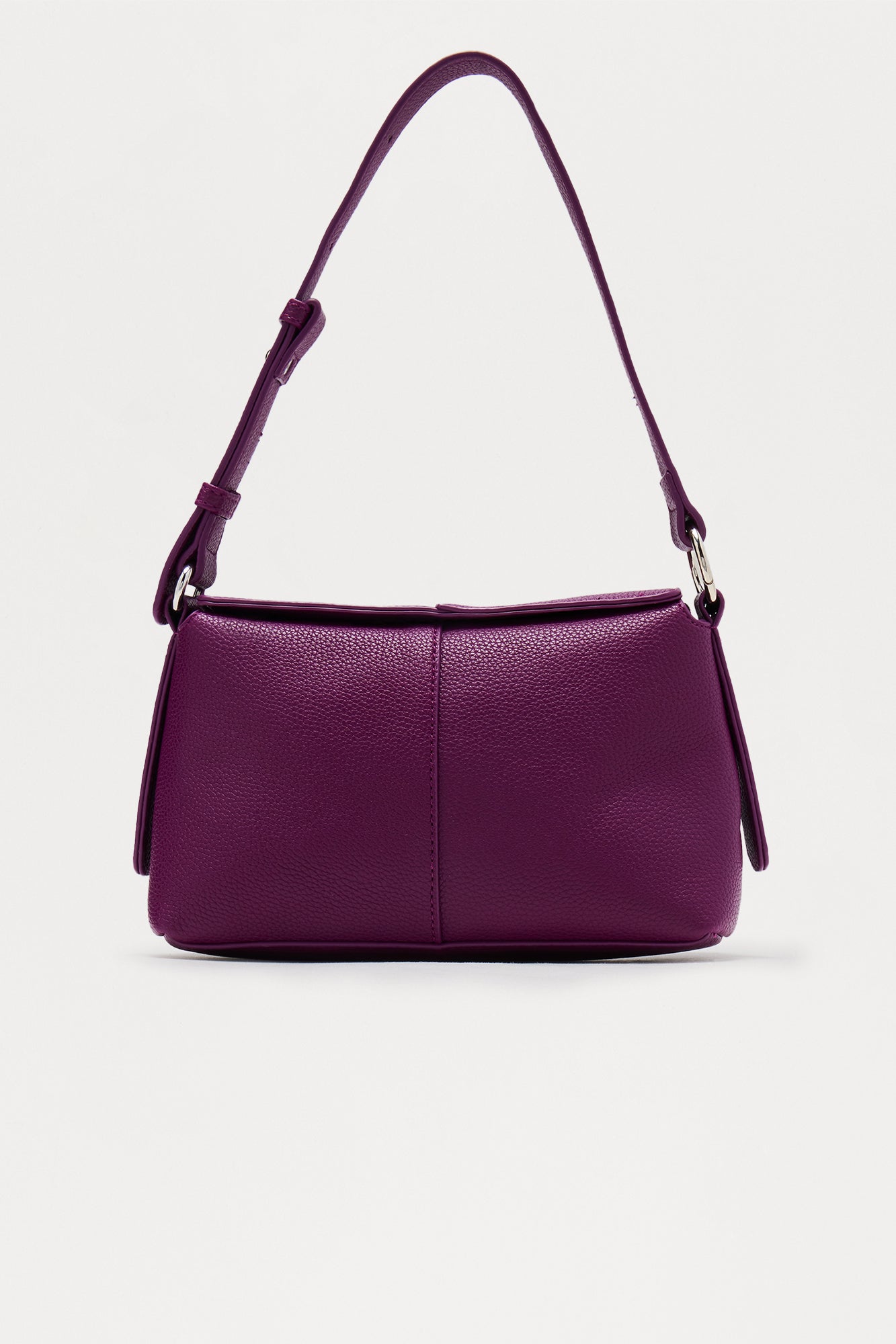 Flirty Faux Leather Shoulder Handbag - Plum 