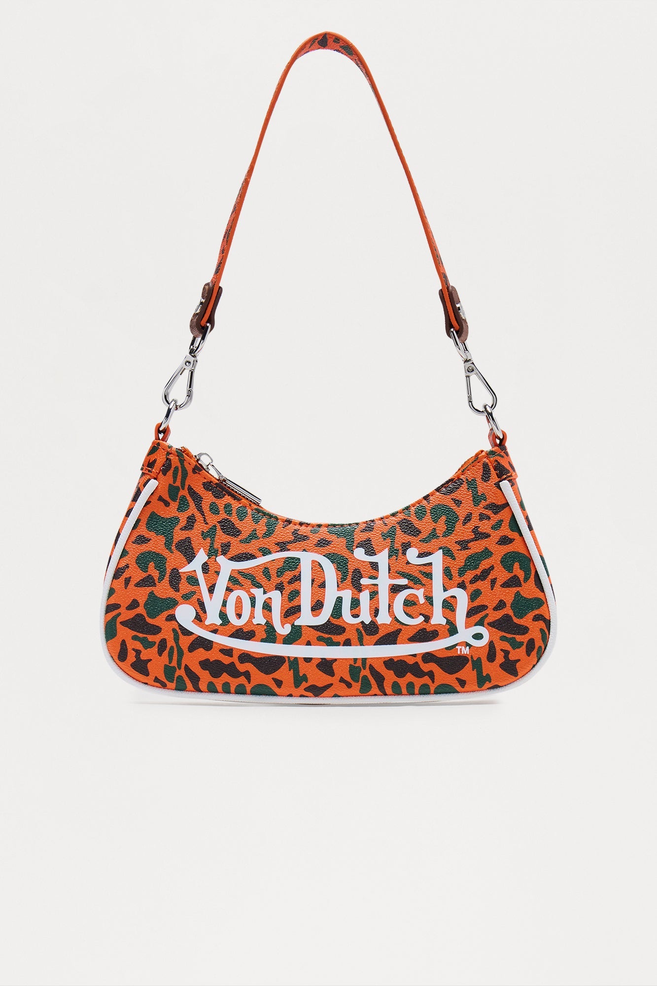 Drop Zone Camouflage Faux Leather Von Dutch Shoulder Bag - Orange/combo 