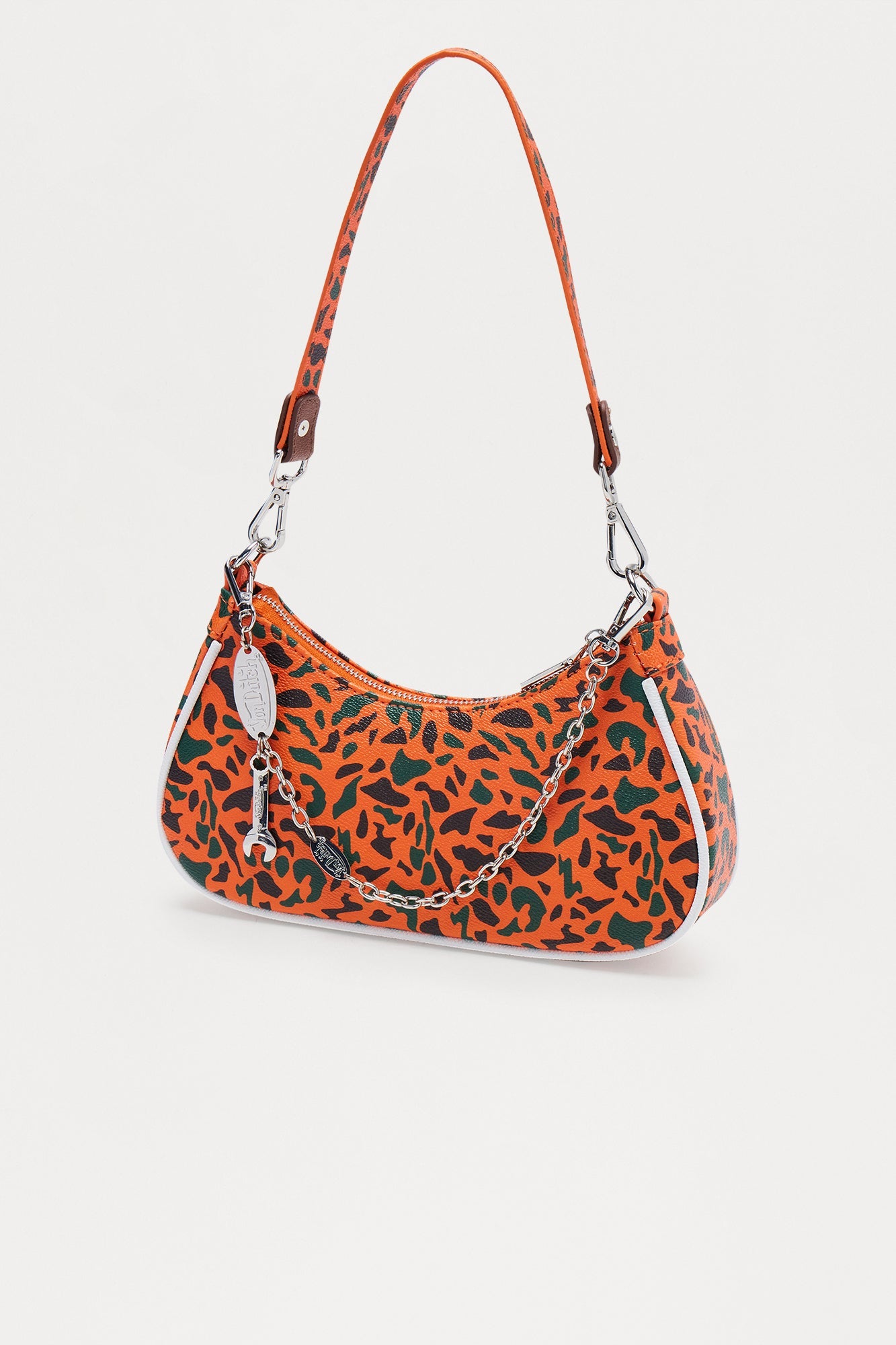 Drop Zone Camouflage Faux Leather Von Dutch Shoulder Bag - Orange/combo 