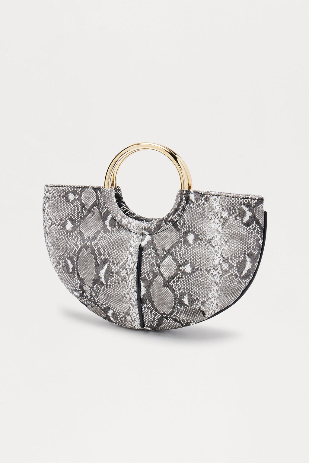 Slither Away Faux Leather Satchel Handbag - Grey/combo 