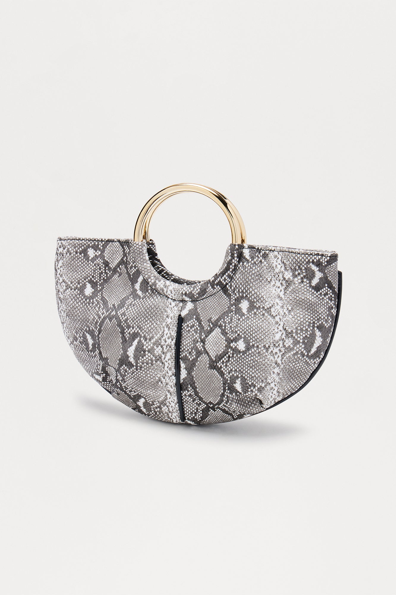 Slither Away Faux Leather Satchel Handbag - Grey/combo 