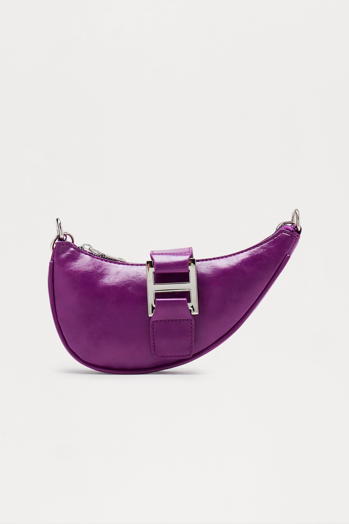 Outside The Lines Faux Leather Shoulder Handbag - Plum 