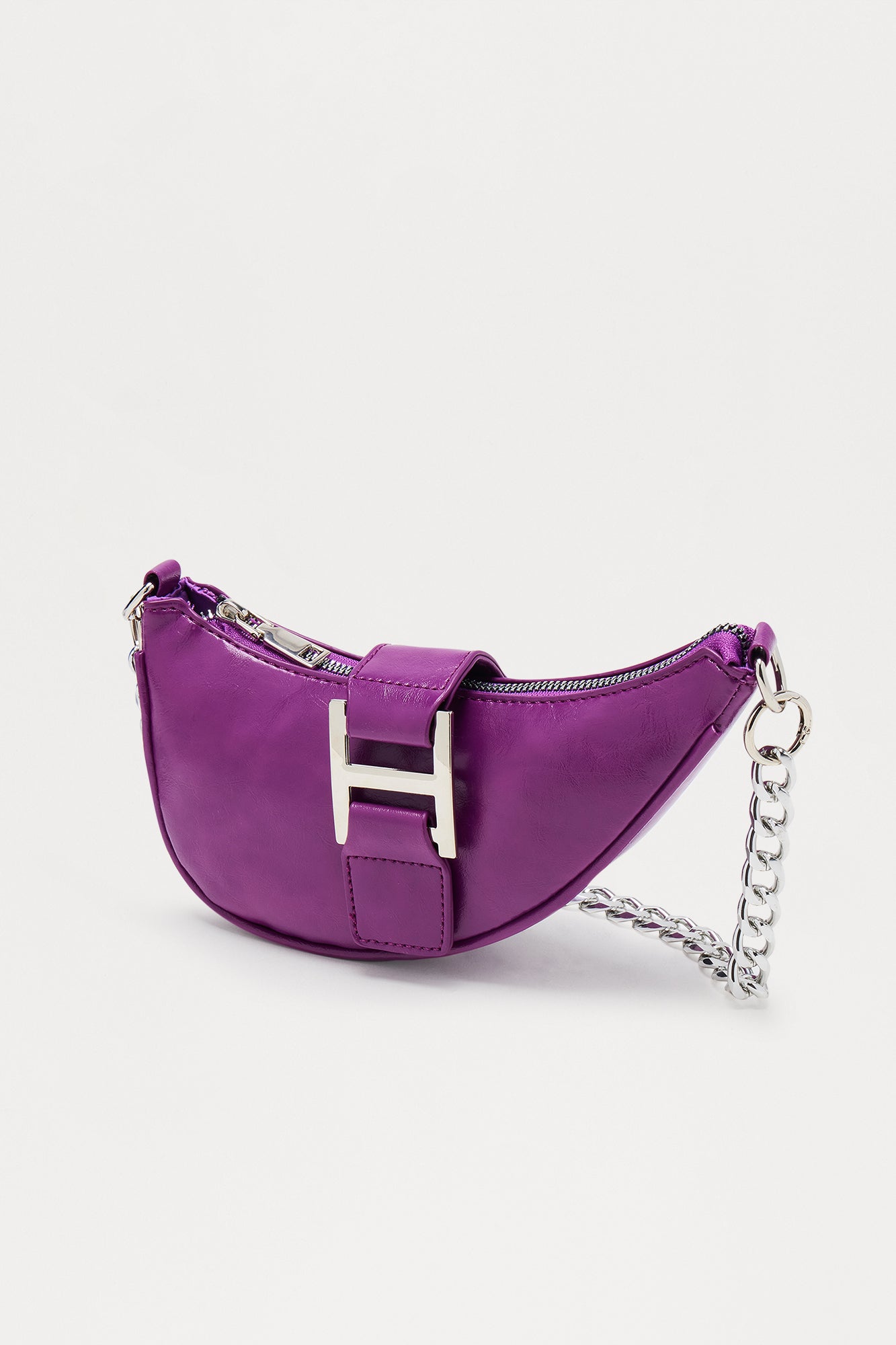 Outside The Lines Faux Leather Shoulder Handbag - Plum 