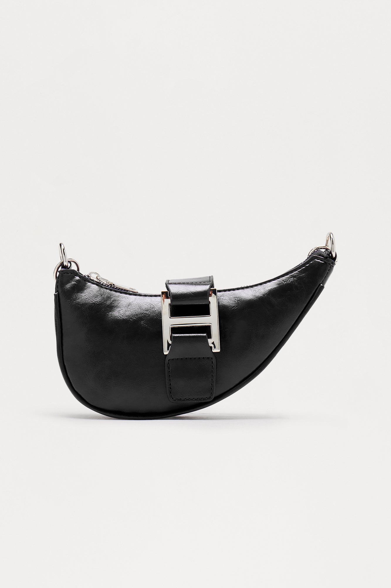 Outside The Lines Faux Leather Shoulder Handbag - Black 