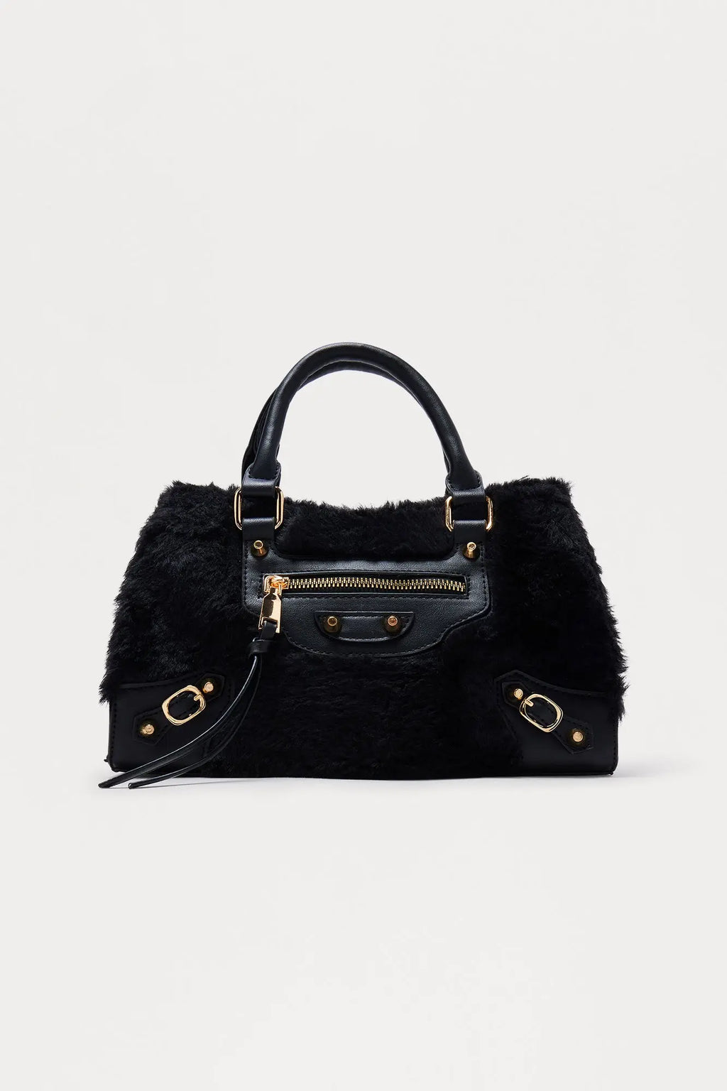 Cozy Carry Faux Fur Handbag - Black 