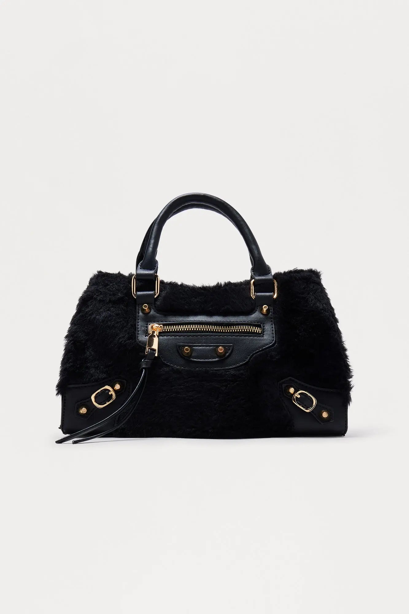 Cozy Carry Faux Fur Handbag - Black 