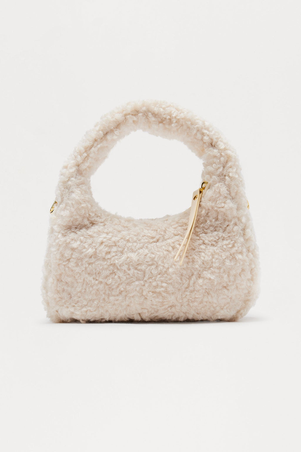 Ash And Fluff Sherpa Satchel Handbag - Ivory 