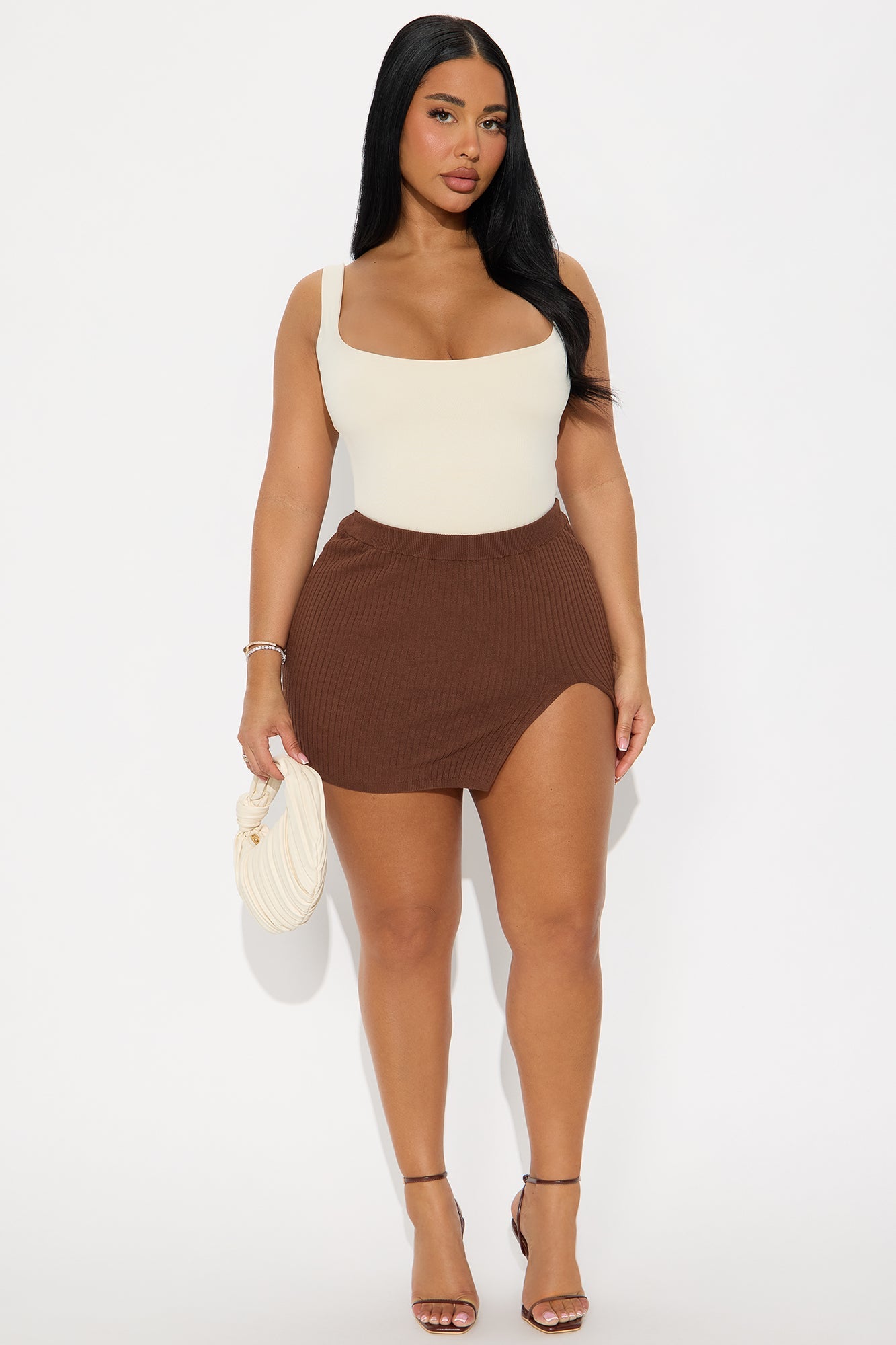 Stella Slit Mini Skirt - Chocolate