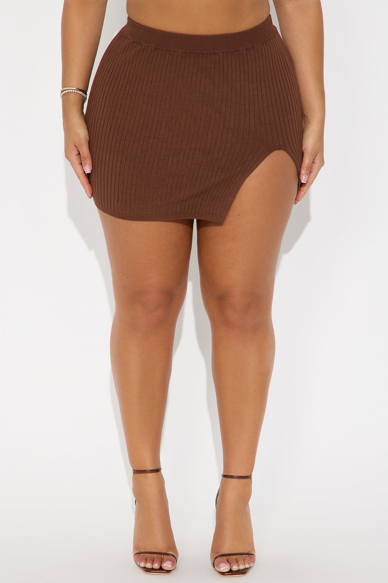 Stella Slit Mini Skirt - Chocolate