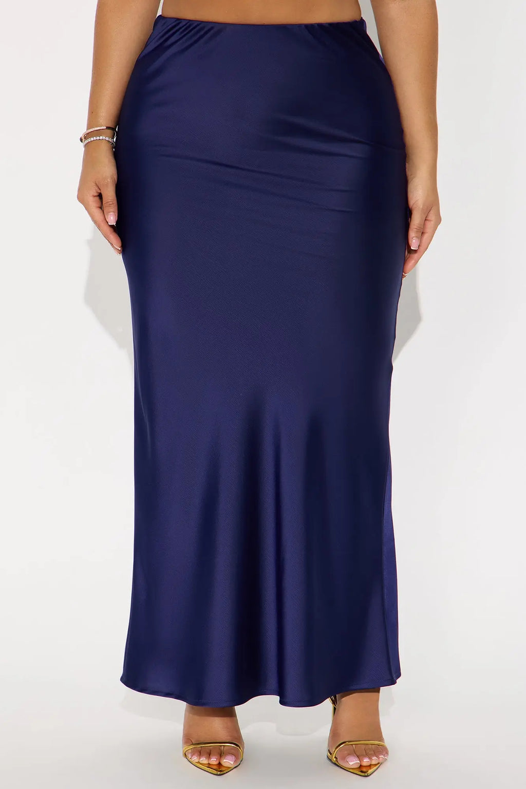 Brunch to GNO Satin Maxi Skirt - Navy 