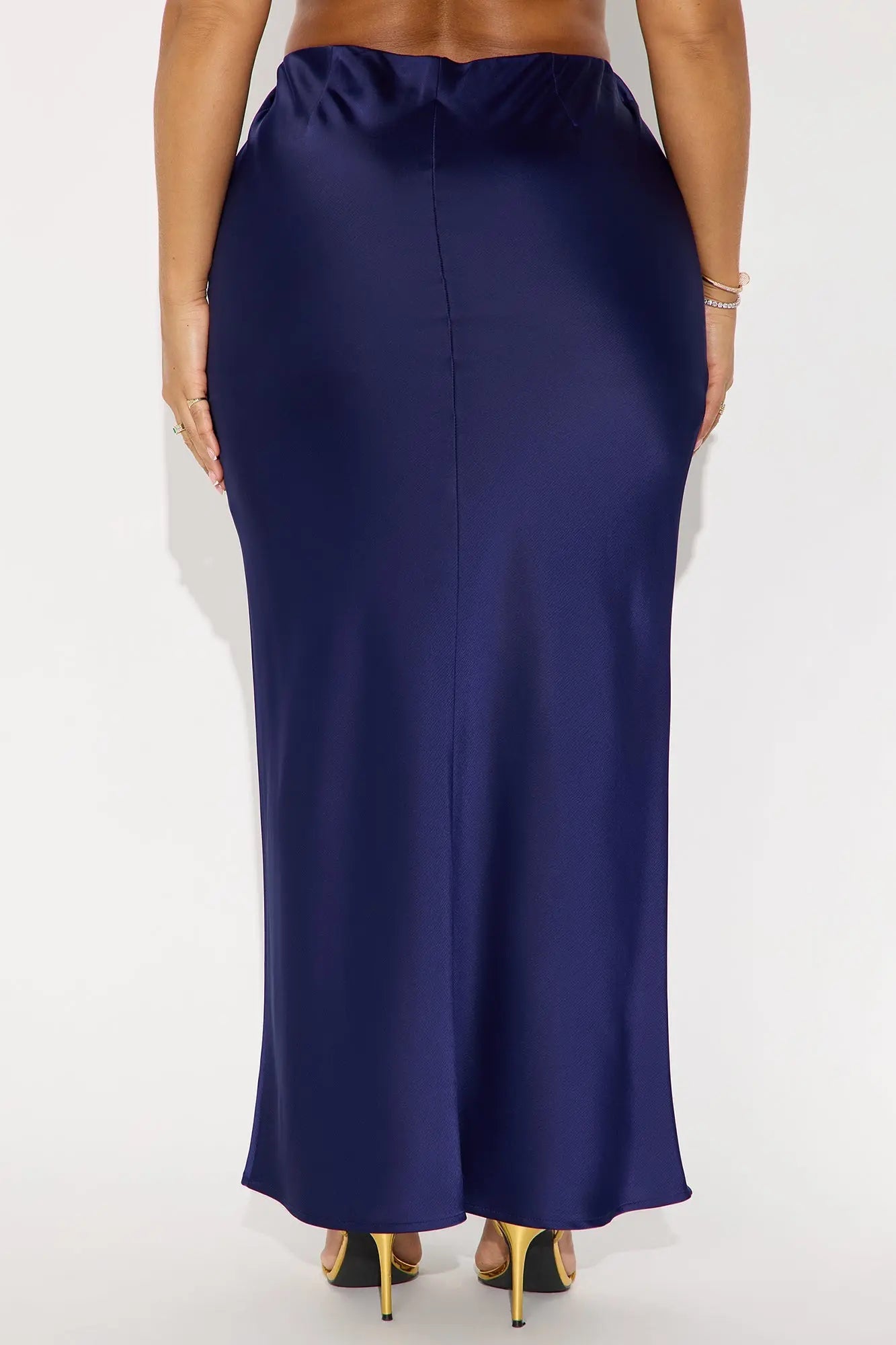 Brunch to GNO Satin Maxi Skirt - Navy 