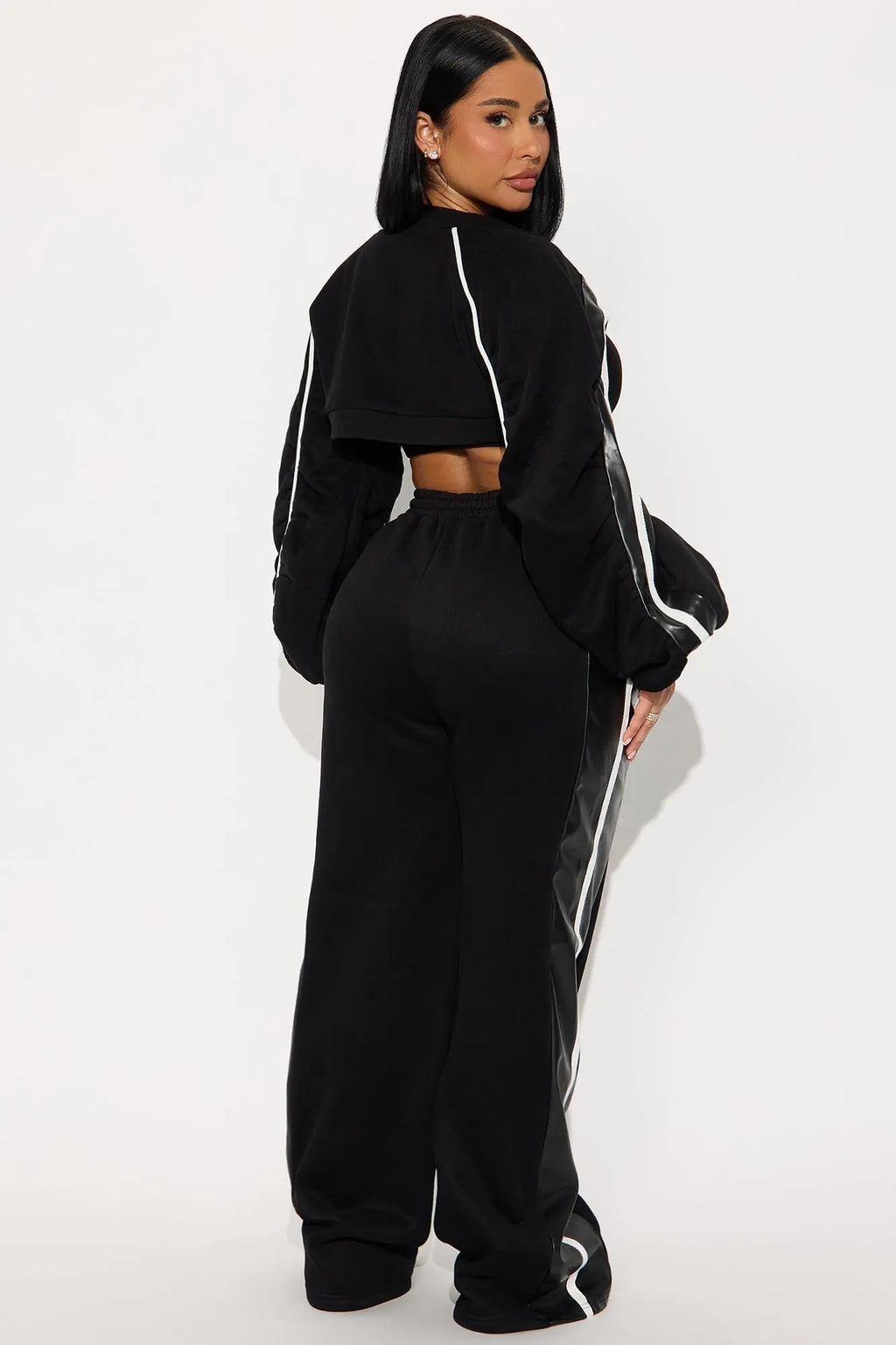 In The Zone Bolero Fleece Pant Set - Black 