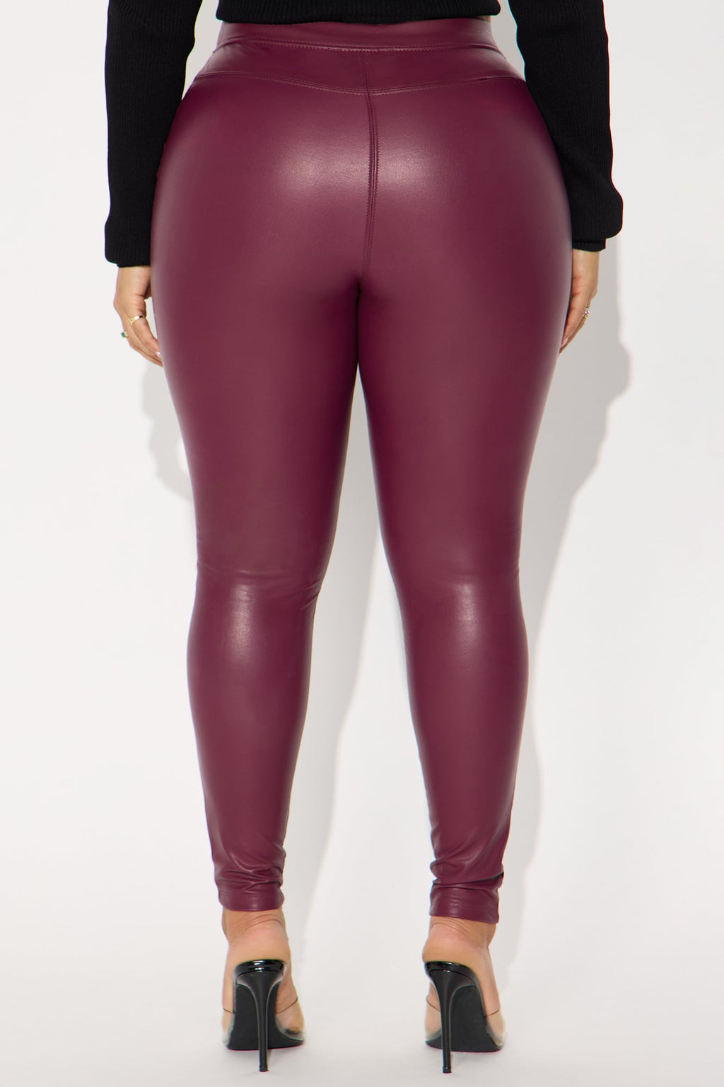 Watch Me Walk Away High Rise Faux Leather Legging - Burgundy 