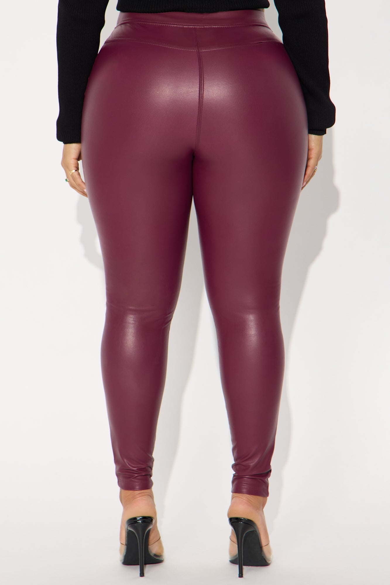 Watch Me Walk Away High Rise Faux Leather Legging - Burgundy 