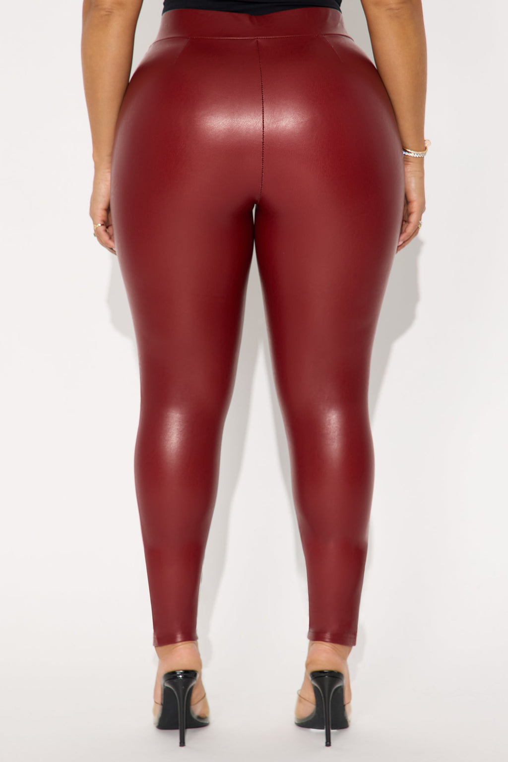 All Eyes On You Faux Leather Leggings - Wine 
