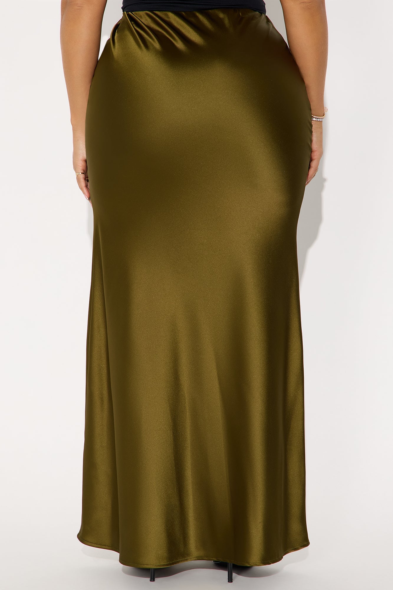 Aurora Satin Maxi Skirt - Olive