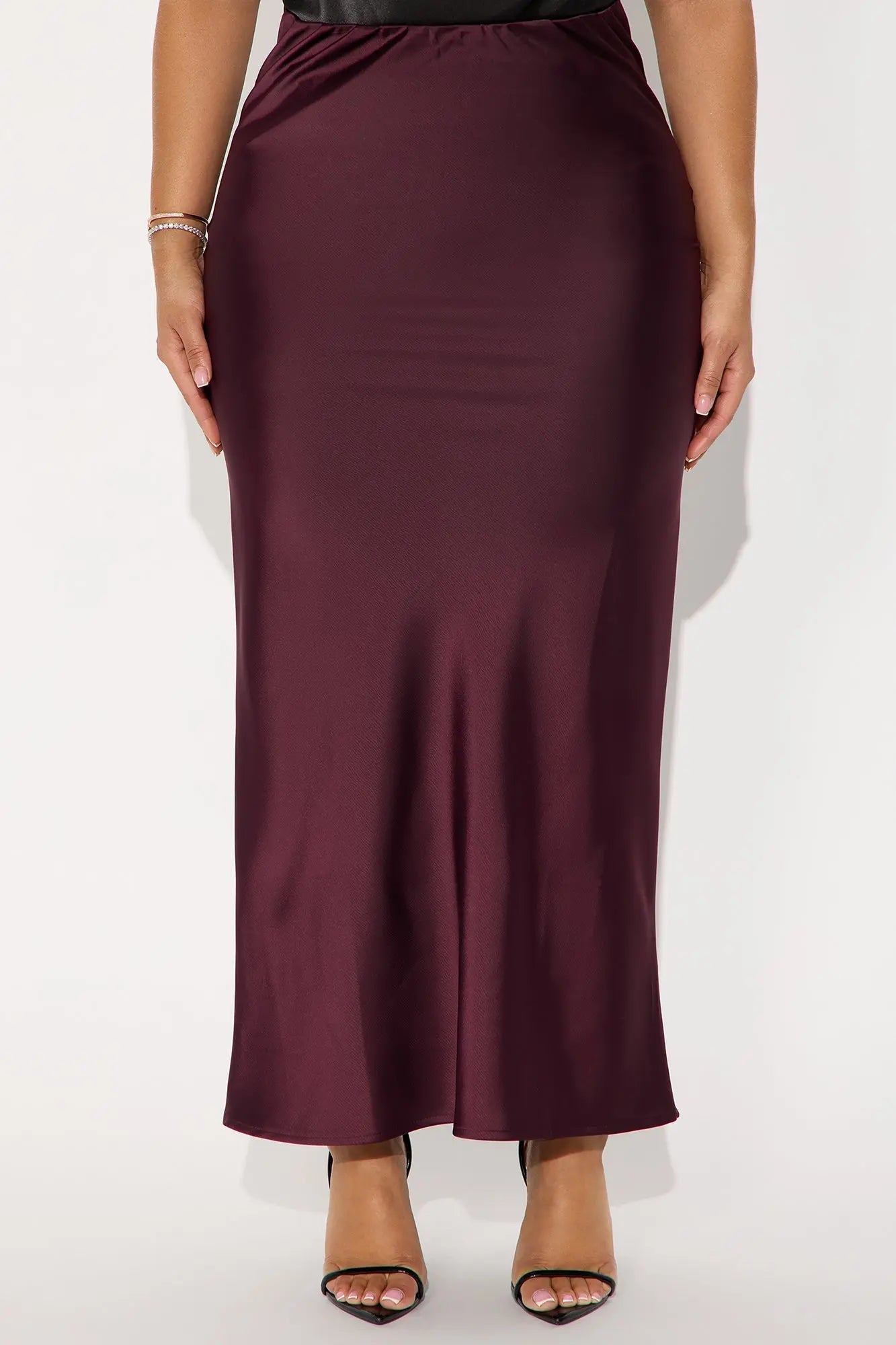 Brunch to GNO Satin Maxi Skirt - Plum 